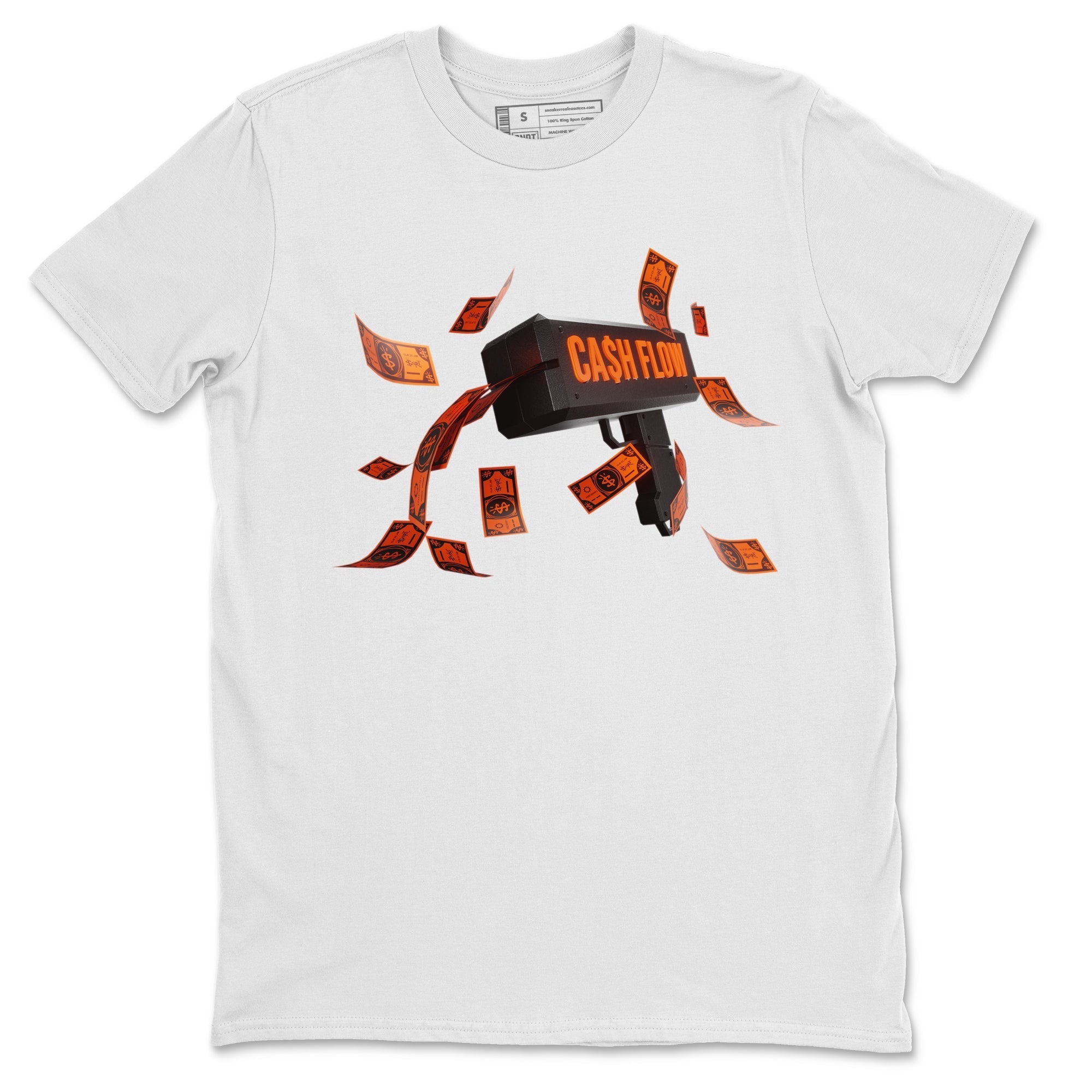 Air Jordan 12 Brilliant Orange Sneaker Match Tees Cash Flow Streetwear Sneaker Shirt AJ12 Brilliant Orange Sneaker Release Tees Unisex Shirts White 2