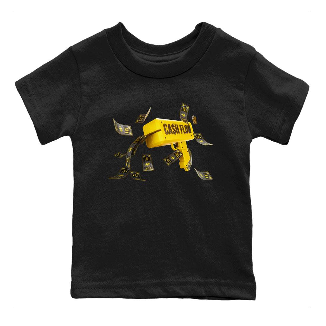 Air Jordan 4 Thunder Sneaker Match Tees Cash Flow Streetwear Sneaker Shirt AJ4 Thunder Sneaker Release Tees Kids Shirts Black 2