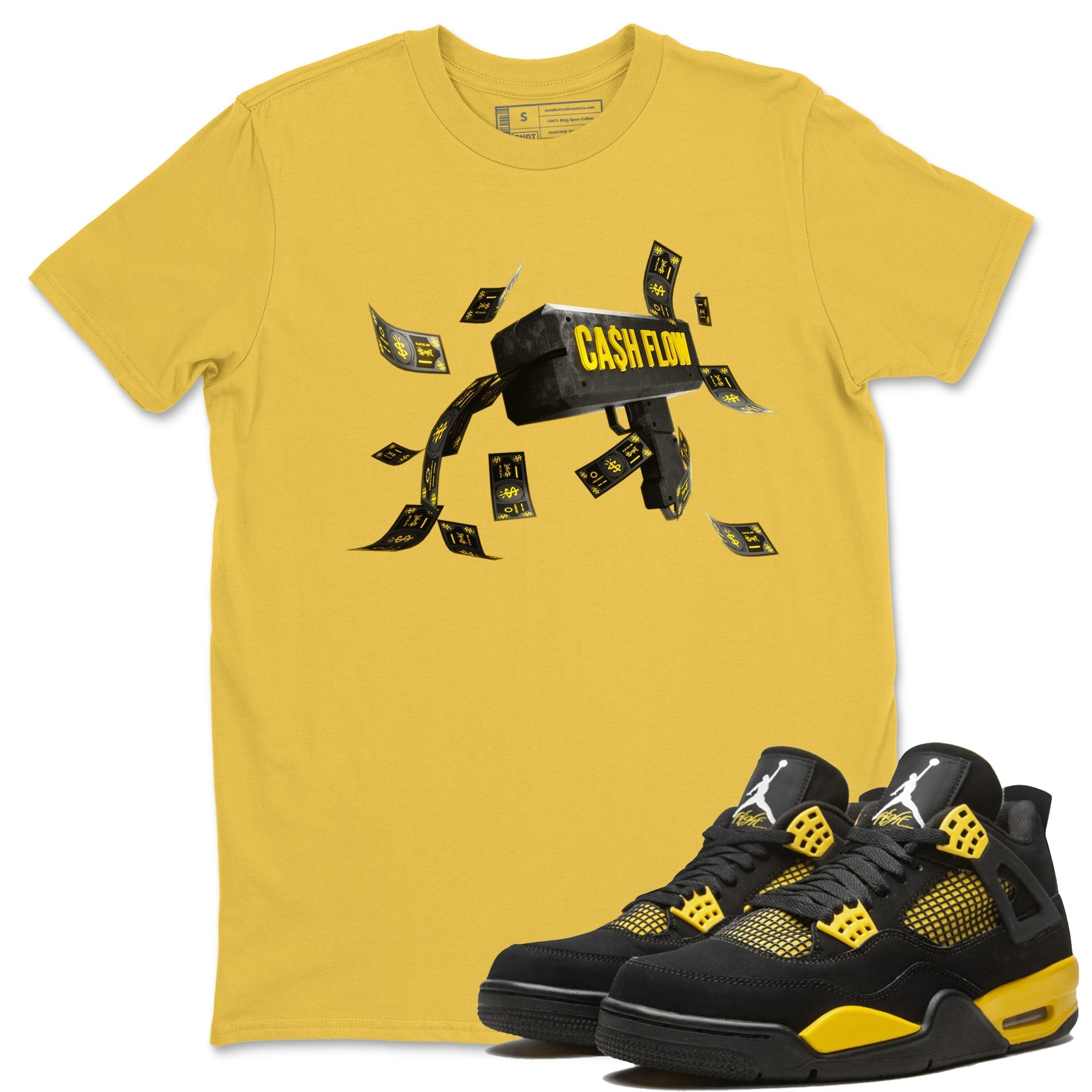 Air Jordan 4 Thunder Sneaker Match Tees Cash Flow Streetwear Sneaker Shirt AJ4 Thunder Sneaker Release Tees Unisex Shirts Daisy 1