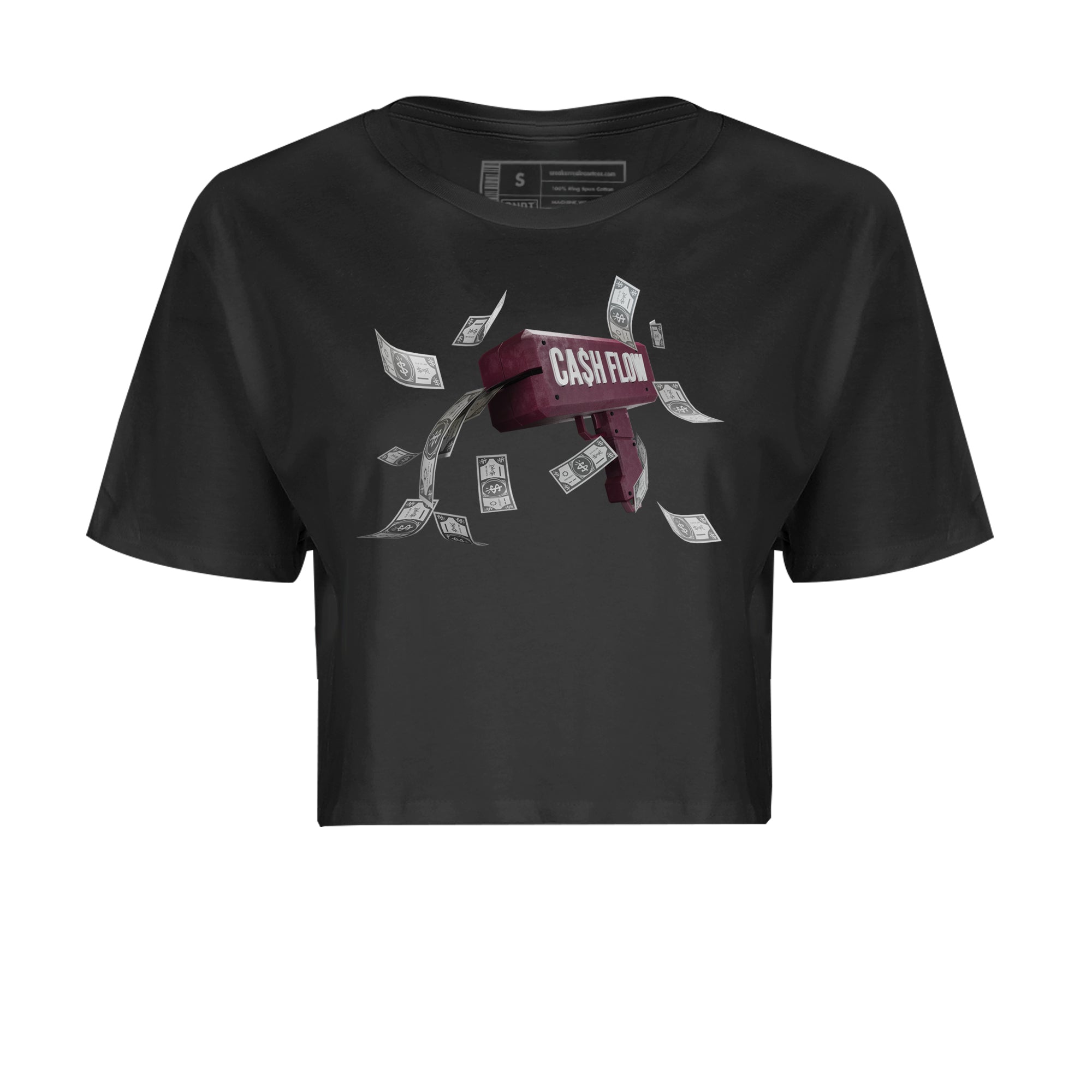 Air Jordan 5 Burgundy Sneaker Match Tees Cash Flow Streetwear Sneaker Shirt AJ5 Burgundy Sneaker Release Tees Women's Shirts Black 2