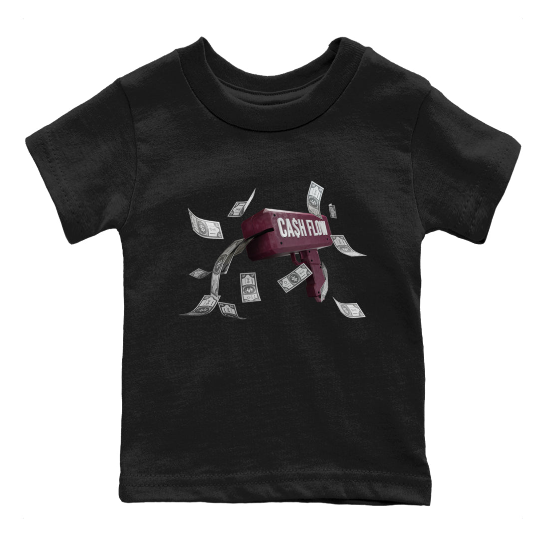 Air Jordan 5 Burgundy Sneaker Match Tees Cash Flow Streetwear Sneaker Shirt AJ5 Burgundy Sneaker Release Tees Kids Shirts Black 2