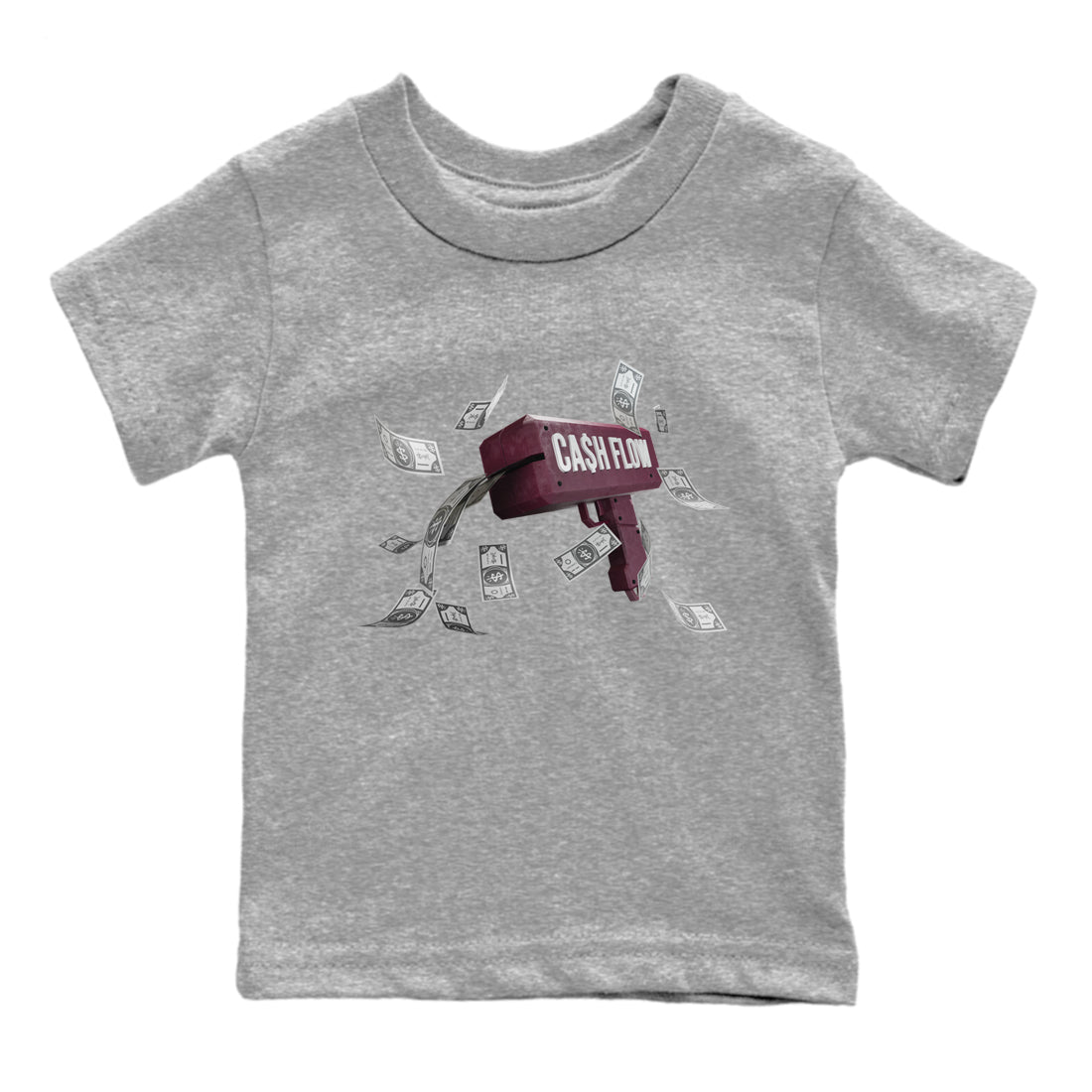 Air Jordan 5 Burgundy Sneaker Match Tees Cash Flow Streetwear Sneaker Shirt AJ5 Burgundy Sneaker Release Tees Kids Shirts Heather Grey 2