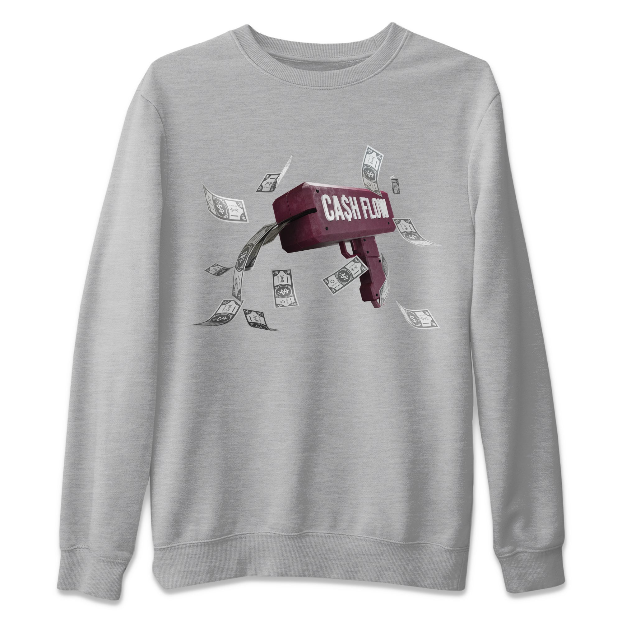 Air Jordan 5 Burgundy Sneaker Match Tees Cash Flow Streetwear Sneaker Shirt AJ5 Burgundy Sneaker Release Tees Unisex Shirts Heather Grey 2