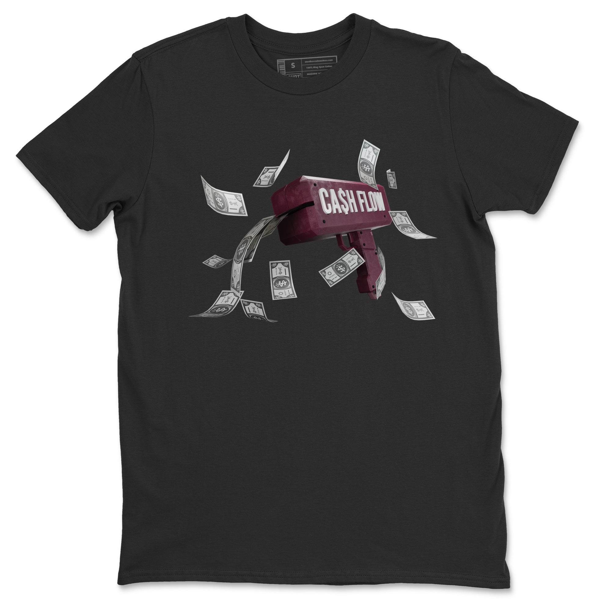 Air Jordan 5 Burgundy Sneaker Match Tees Cash Flow Streetwear Sneaker Shirt AJ5 Burgundy Sneaker Release Tees Unisex Shirts Black 2