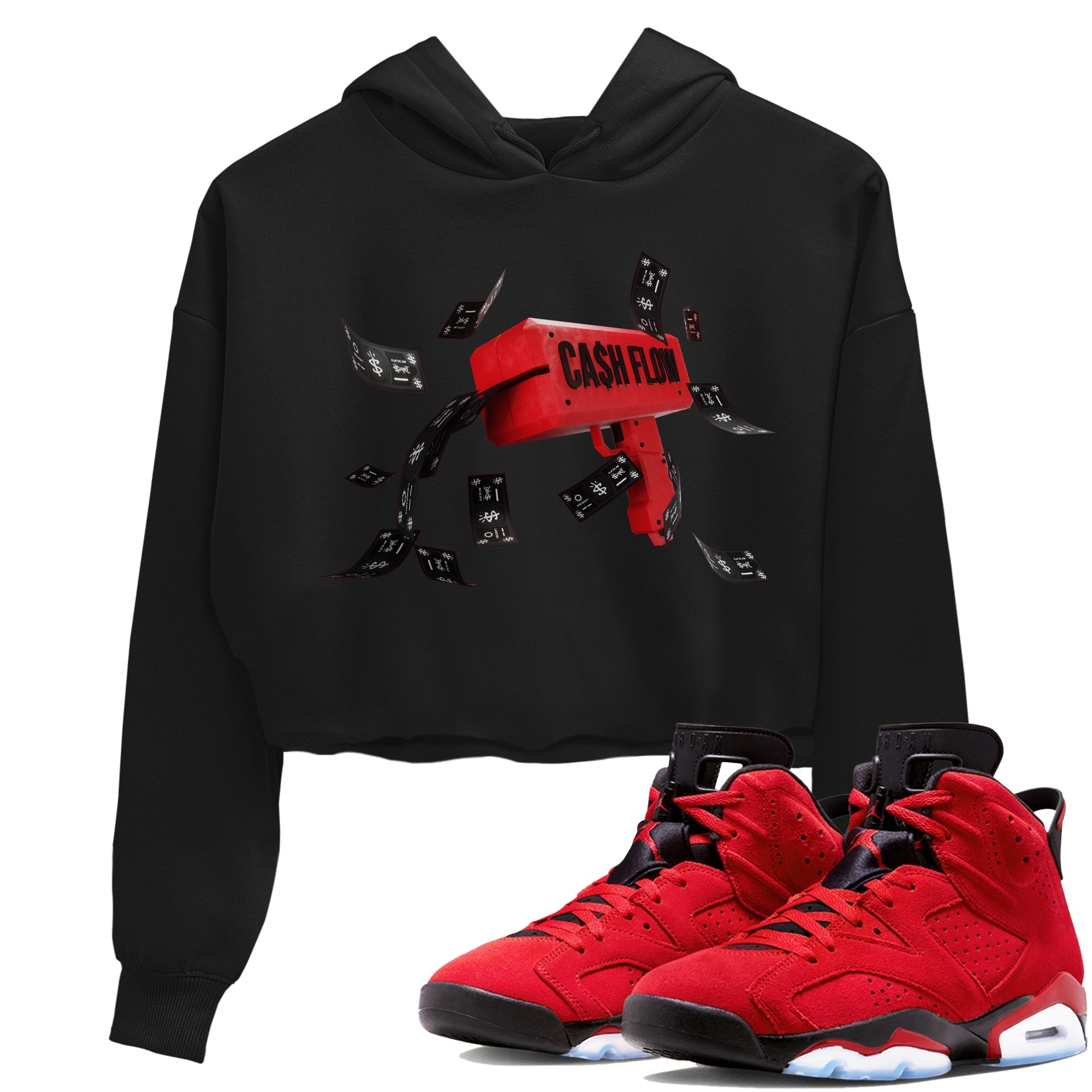Air Jordan 6 Toro Bravo Sneaker Match Tees Cash Flow Streetwear Sneaker Shirt AJ6 Toro Bravo Sneaker Release Tees Women's Shirts Black 1