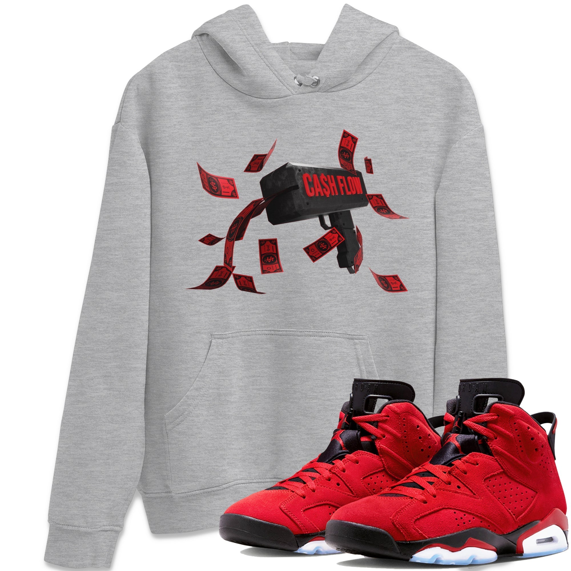 Air Jordan 6 Toro Bravo Sneaker Match Tees Cash Flow Streetwear Sneaker Shirt AJ6 Toro Bravo Sneaker Release Tees Unisex Shirts Heather Grey 1