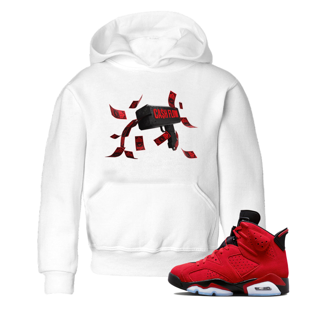 Air Jordan 6 Toro Bravo Sneaker Match Tees Cash Flow Streetwear Sneaker Shirt AJ6 Toro Bravo Sneaker Release Tees Kids Shirts White 1