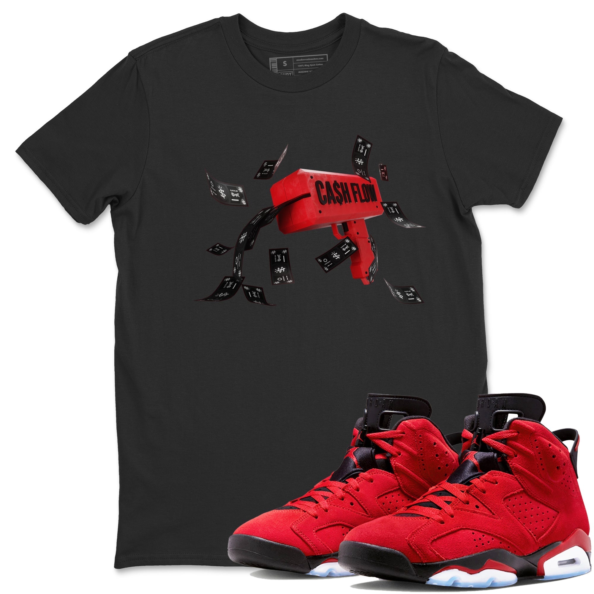 Air Jordan 6 Toro Bravo Sneaker Match Tees Cash Flow Streetwear Sneaker Shirt AJ6 Toro Bravo Sneaker Release Tees Unisex Shirts Black 1