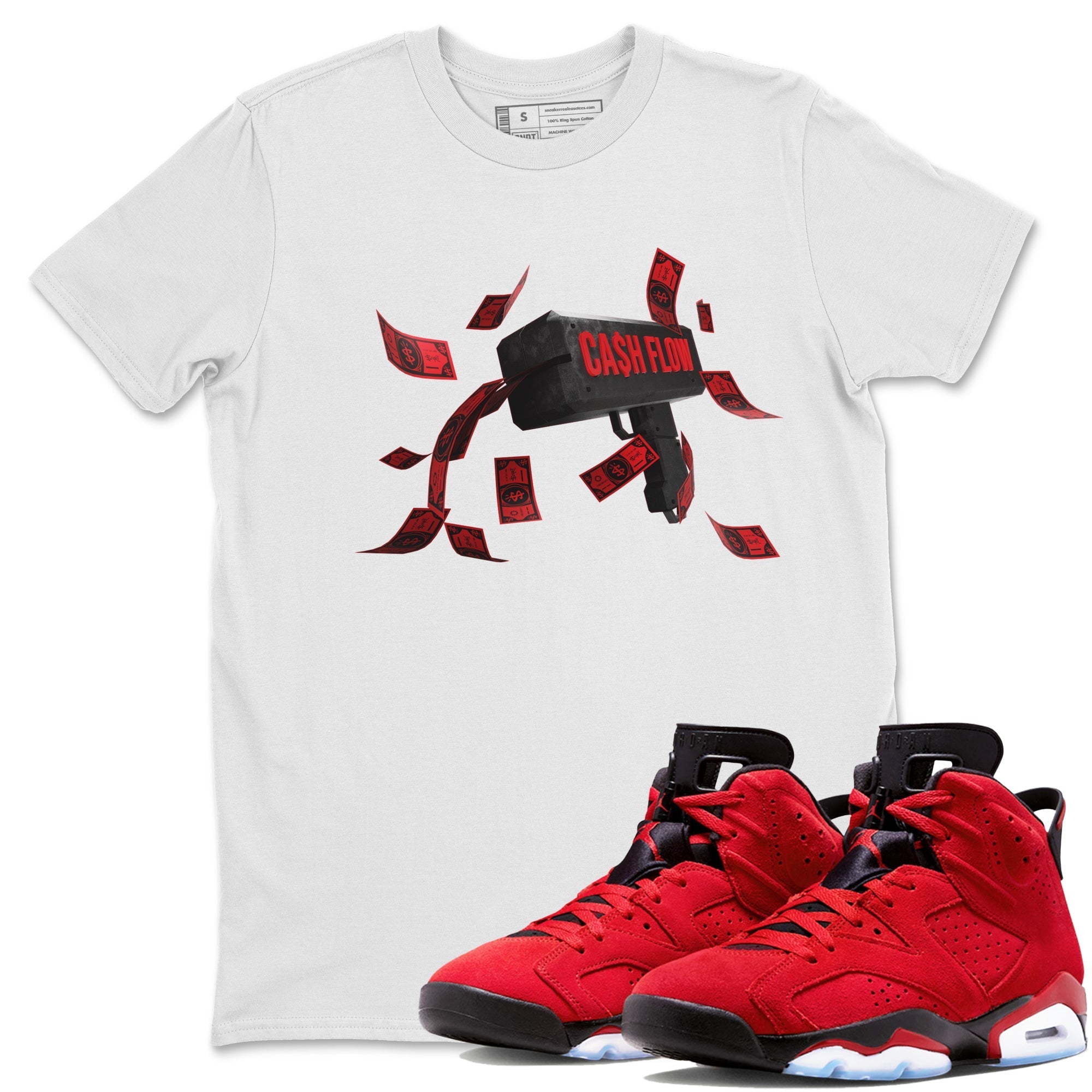 Air Jordan 6 Toro Bravo Sneaker Match Tees Cash Flow Streetwear Sneaker Shirt AJ6 Toro Bravo Sneaker Release Tees Unisex Shirts White 1