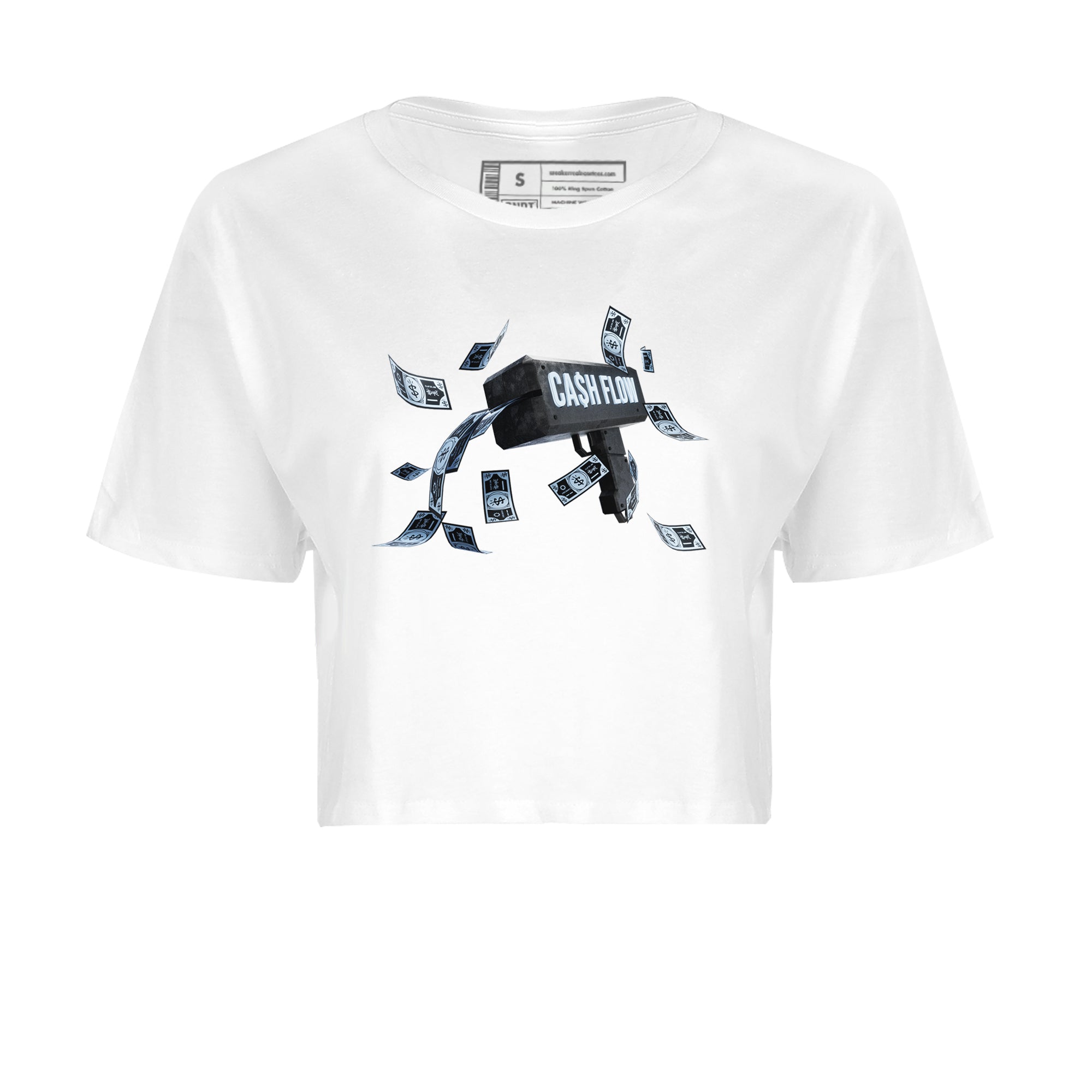 Air Jordan 7 Chambray Sneaker Match Tees Cash Flow Streetwear Sneaker Shirt AJ7 Chambray Sneaker Release Tees Women's Shirts White 2