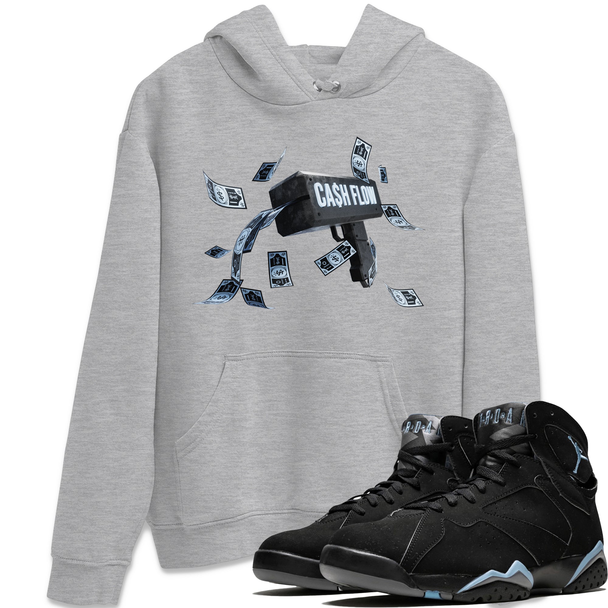 Air Jordan 7 Chambray Sneaker Match Tees Cash Flow Streetwear Sneaker Shirt AJ7 Chambray Sneaker Release Tees Unisex Shirts Heather Grey 1