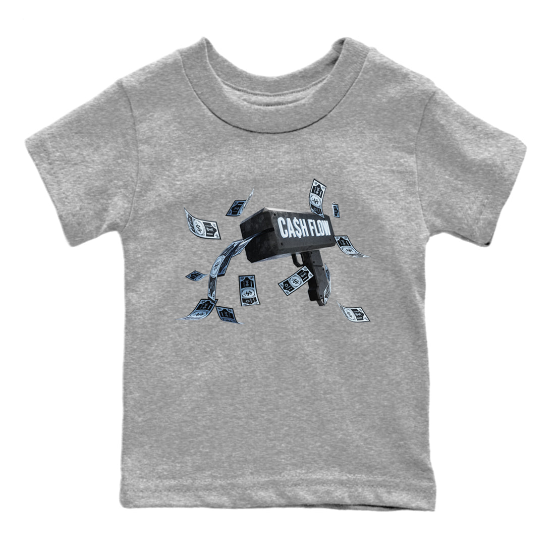 Air Jordan 7 Chambray Sneaker Match Tees Cash Flow Streetwear Sneaker Shirt AJ7 Chambray Sneaker Release Tees Kids Shirts Heather Grey 2