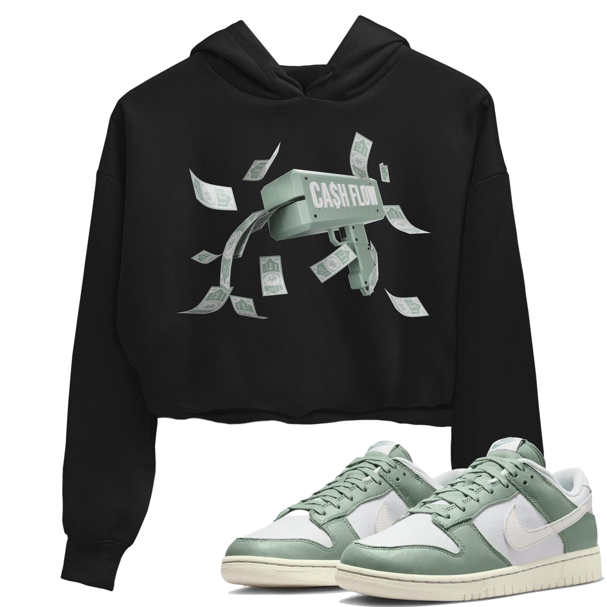 Dunk Mica Green Sneaker Match Tees Cash Flow Streetwear Sneaker Shirt Dunk Low Mica Green Sneaker Release Tees Women's Shirts Black 1