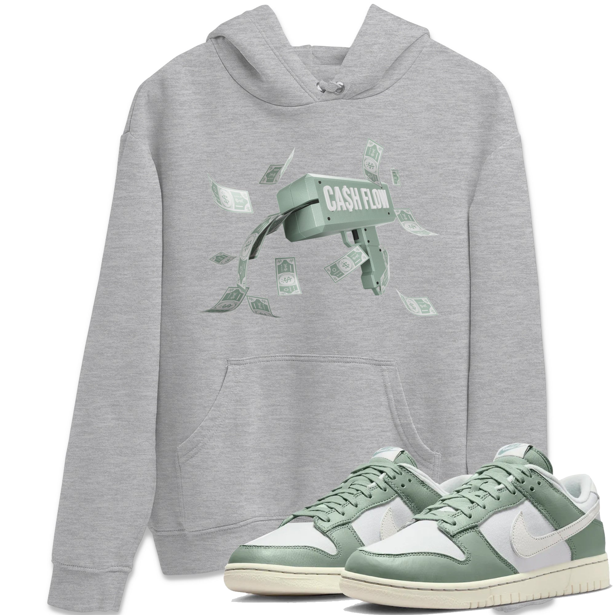 Dunk Mica Green Sneaker Match Tees Cash Flow Streetwear Sneaker Shirt Dunk Low Mica Green Sneaker Release Tees Unisex Shirts Heather Grey 1