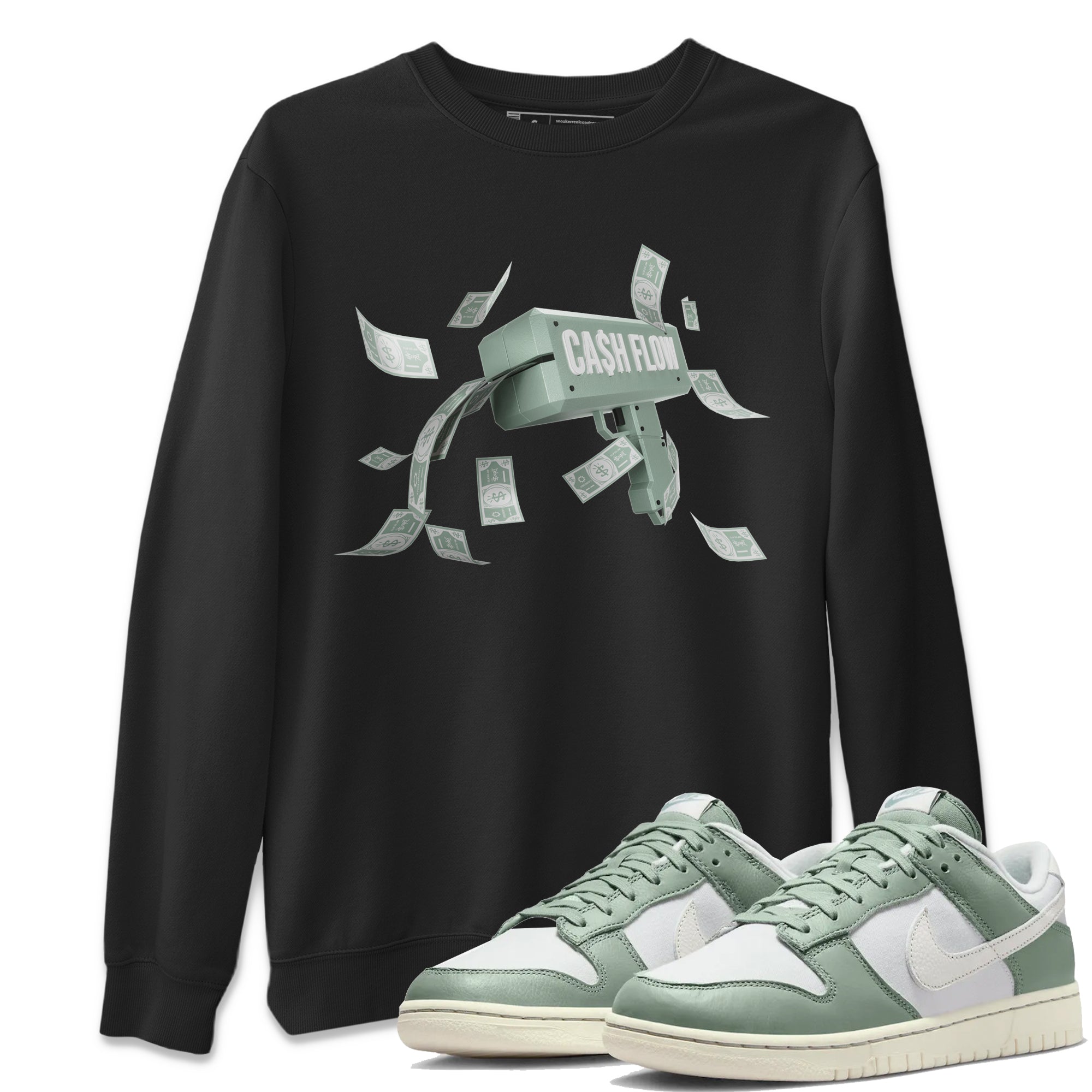 Dunk Mica Green Sneaker Match Tees Cash Flow Streetwear Sneaker Shirt Dunk Low Mica Green Sneaker Release Tees Unisex Shirts Black 1