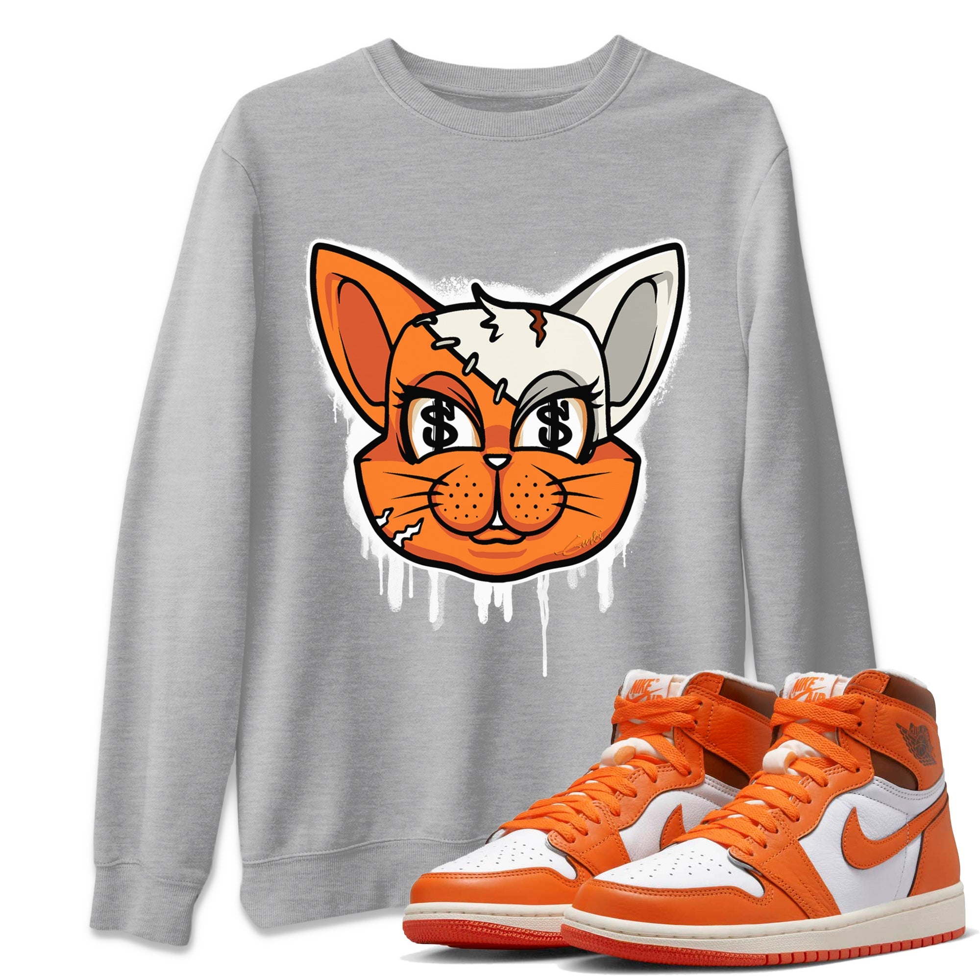Jordan 1 Starfish Shirt To Match Jordans Cat Face Sneaker Tees Jordan 1 Starfish Drip Gear Zone Sneaker Matching Clothing Unisex Shirts