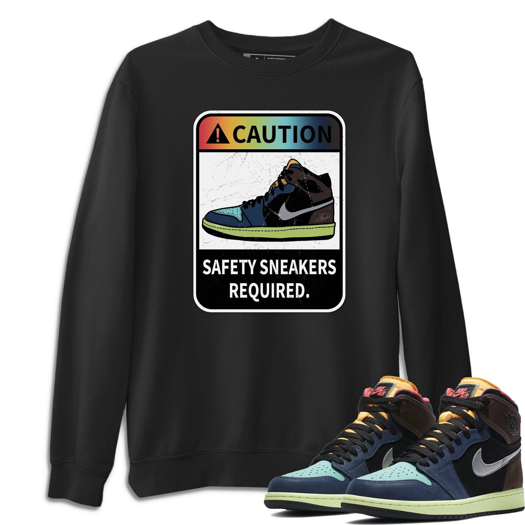 Jordan 1 Bio Hack Sneaker Match Tees Caution Sneaker Tees Jordan 1 Bio Hack Jordan to match sneaker T-Shirt Crew Neck Shirts