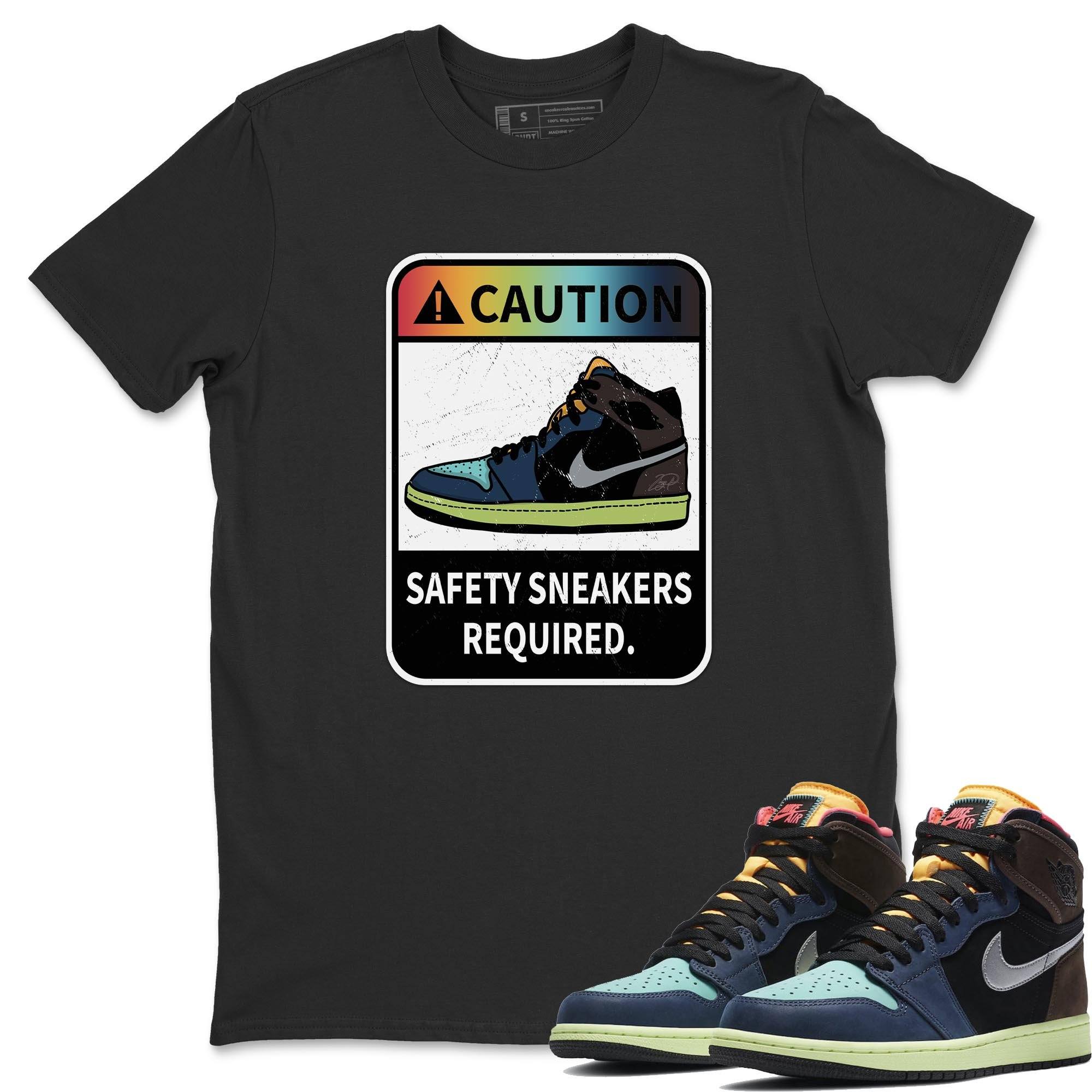 Jordan 1 Bio Hack Sneaker Match Tees Caution Sneaker Tees Jordan 1 Bio Hack Jordan to match sneaker T-Shirt Crew Neck Shirts