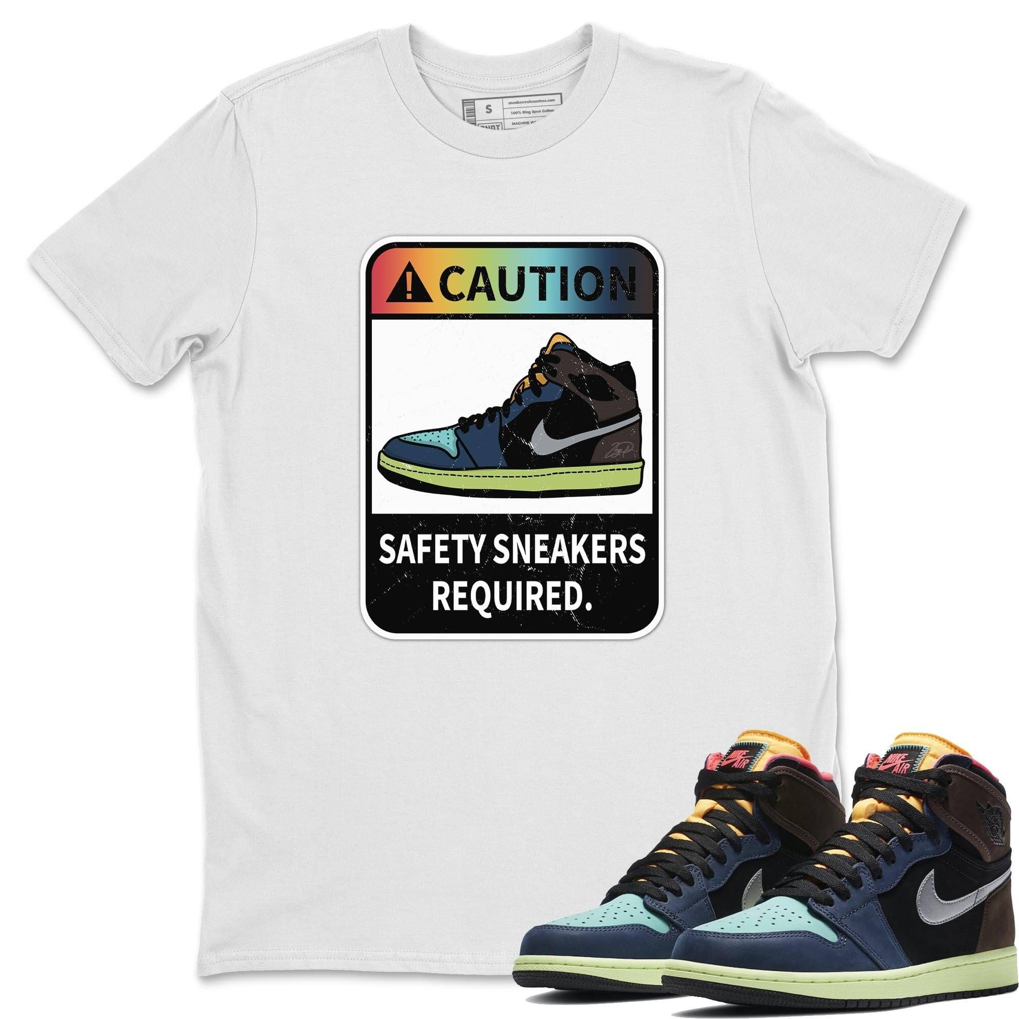 Jordan 1 Bio Hack Sneaker Match Tees Caution Sneaker Tees Jordan 1 Bio Hack Jordan to match sneaker T-Shirt Crew Neck Shirts