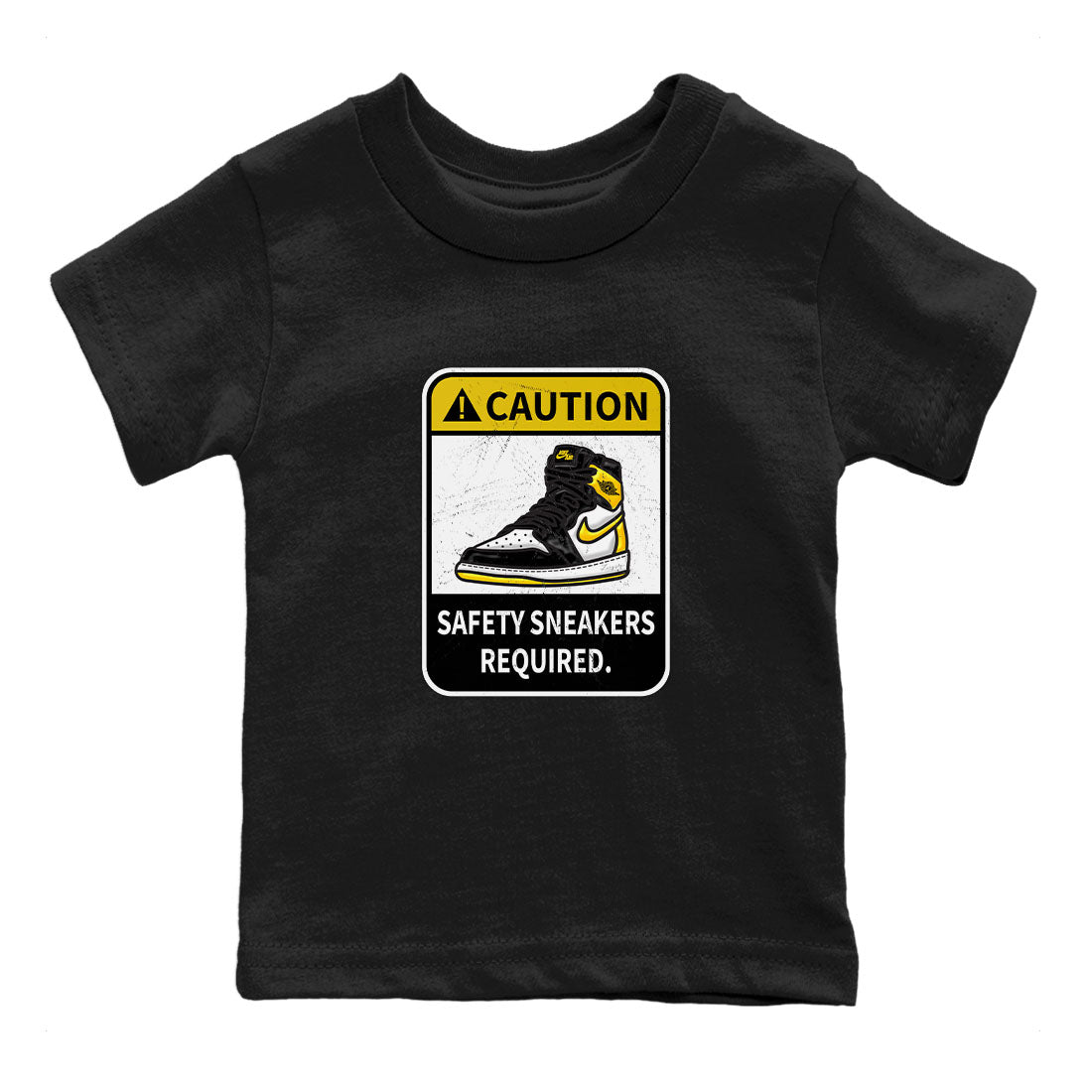 1s Yellow Ochre shirt to match jordans Caution sneaker tees Air Jordan 1 High OG Yellow Ochre Drip Gear Zone baby toddler Black 2 cotton Shirt