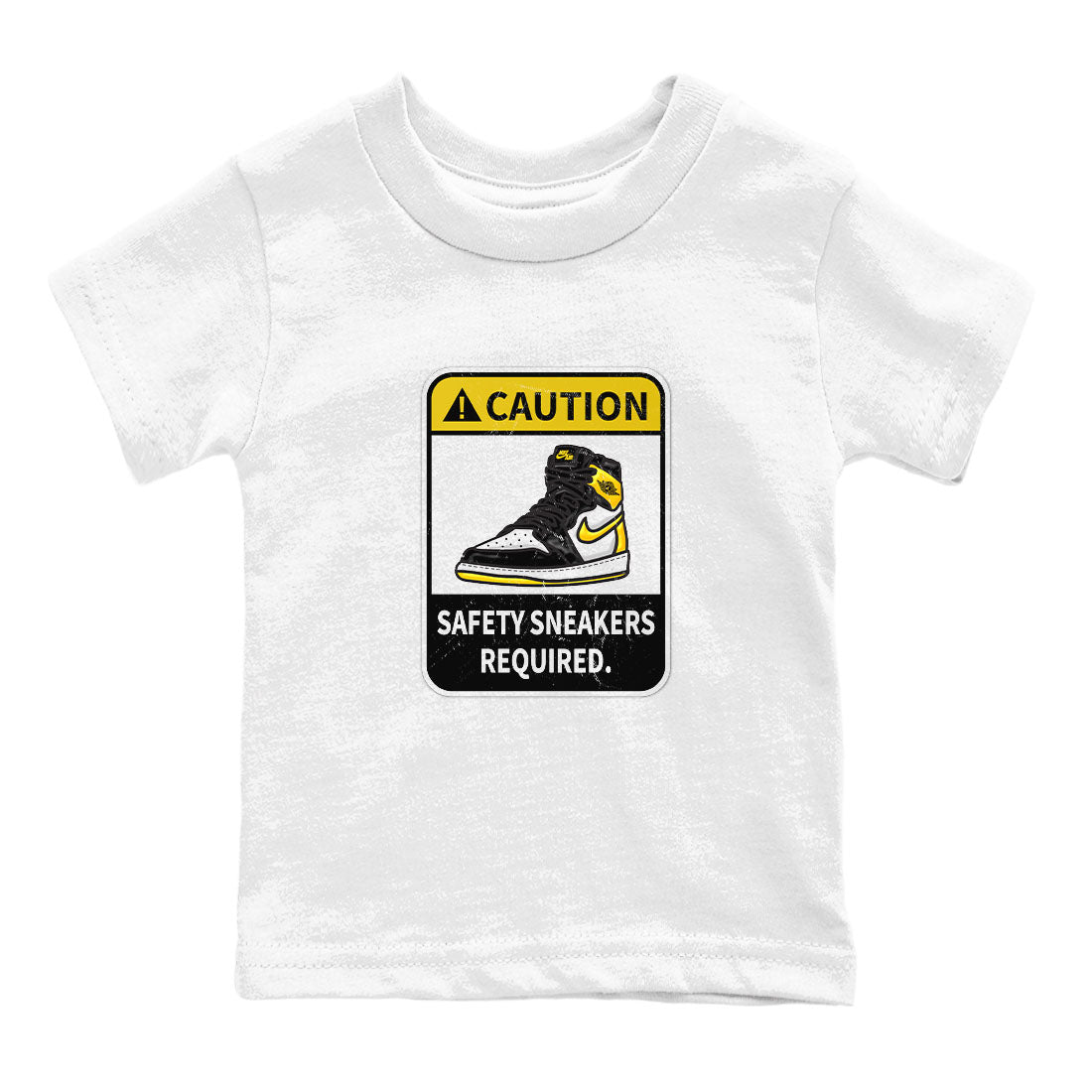 1s Yellow Ochre shirt to match jordans Caution sneaker tees Air Jordan 1 High OG Yellow Ochre Drip Gear Zone baby toddler White 2 cotton Shirt