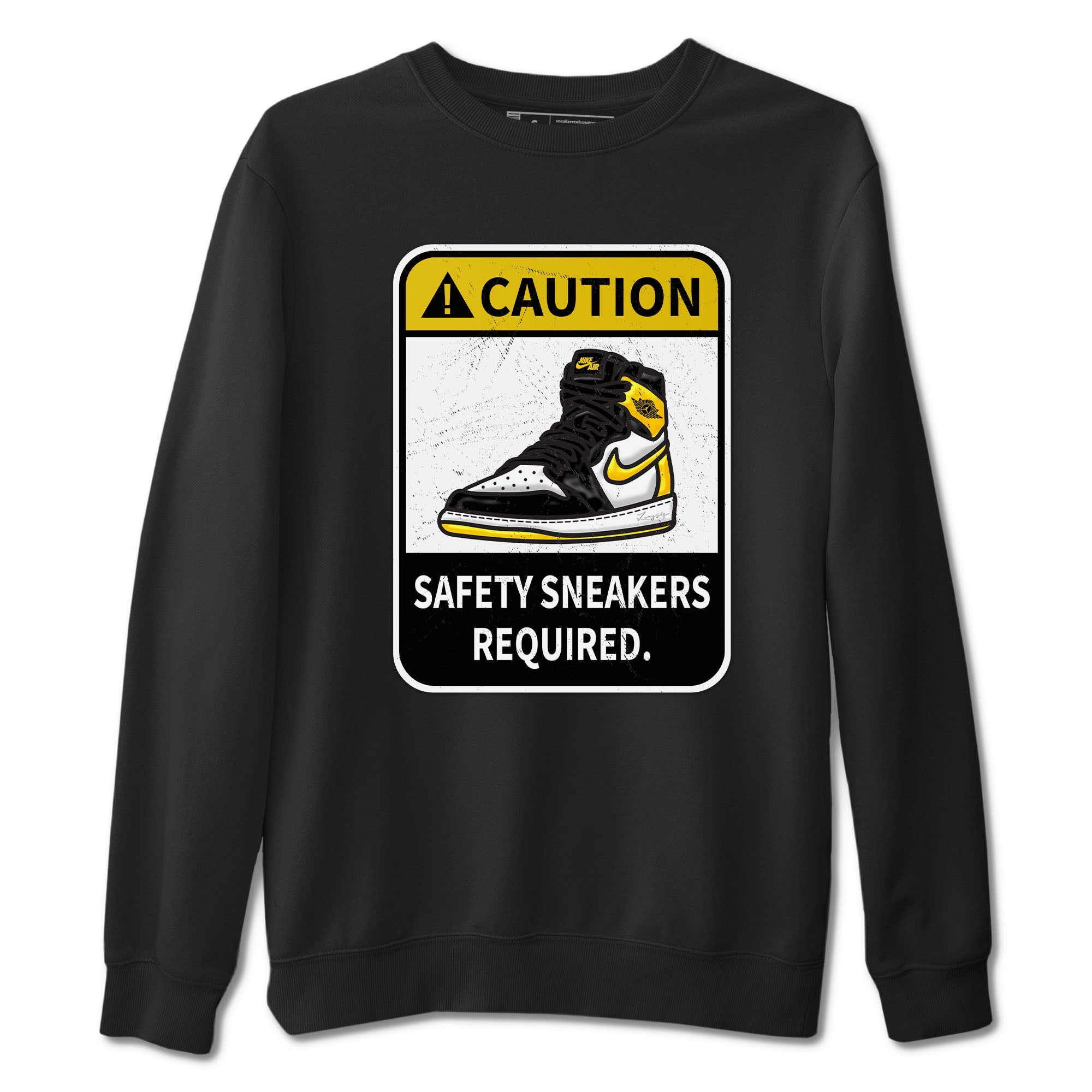 1s Yellow Ochre shirt to match jordans Caution sneaker tees Air Jordan 1 High OG Yellow Ochre Drip Gear Zone unisex cotton Black 2 crew neck shirt