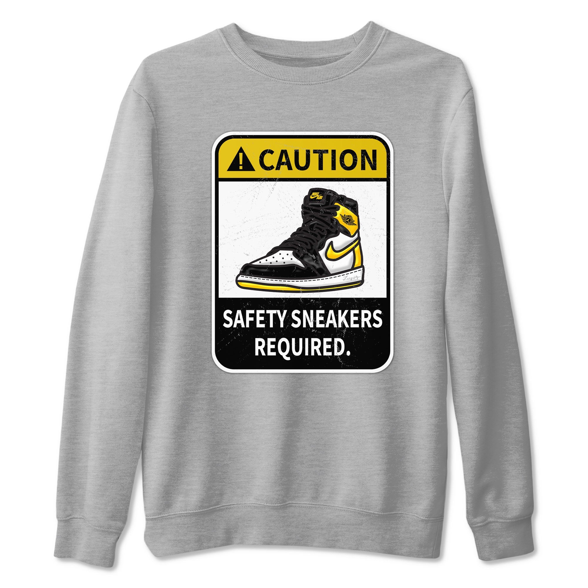 1s Yellow Ochre shirt to match jordans Caution sneaker tees Air Jordan 1 High OG Yellow Ochre Drip Gear Zone unisex cotton Heather Grey 2 crew neck shirt