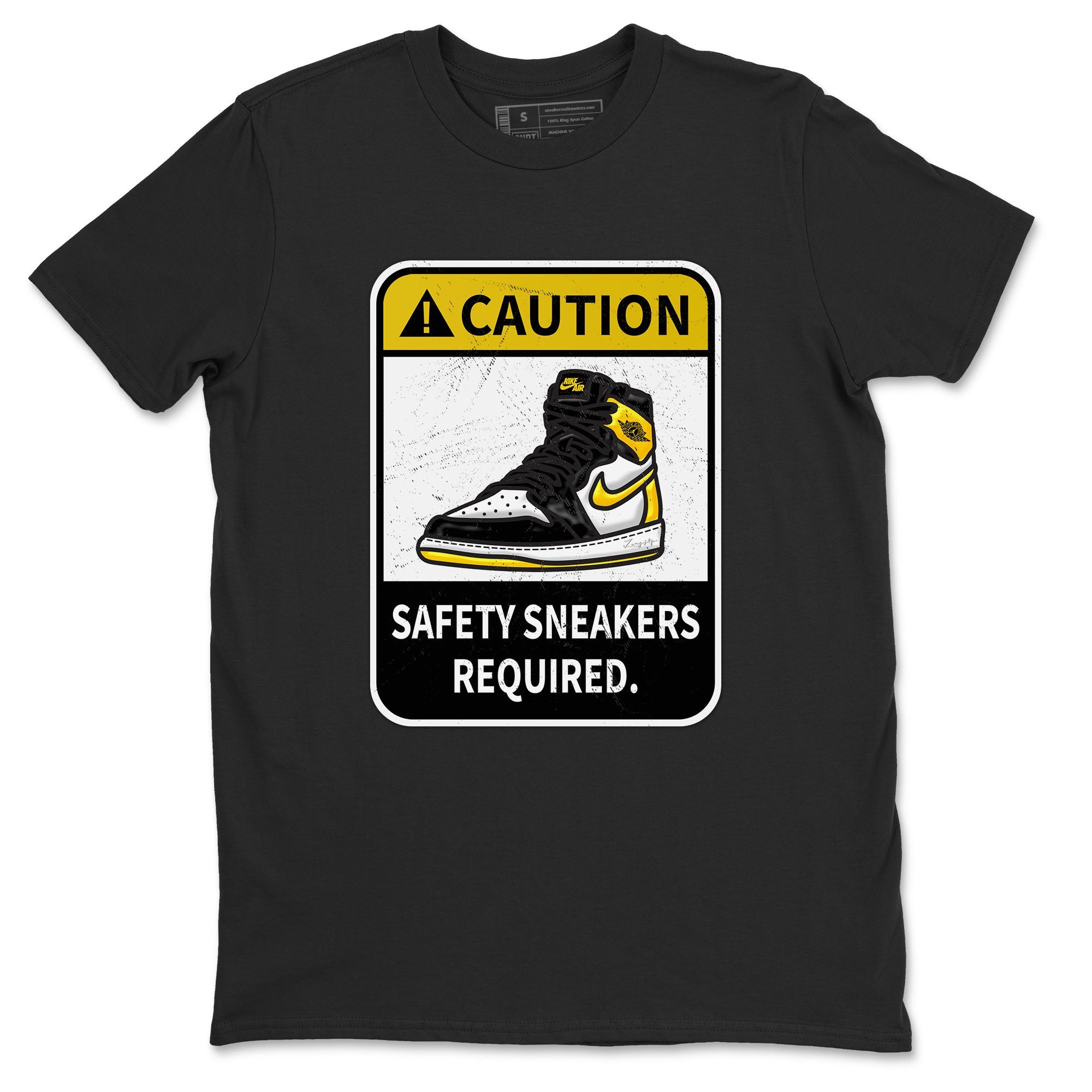 1s Yellow Ochre shirt to match jordans Caution sneaker tees Air Jordan 1 High OG Yellow Ochre Drip Gear Zone unisex cotton Black 2 crew neck shirt