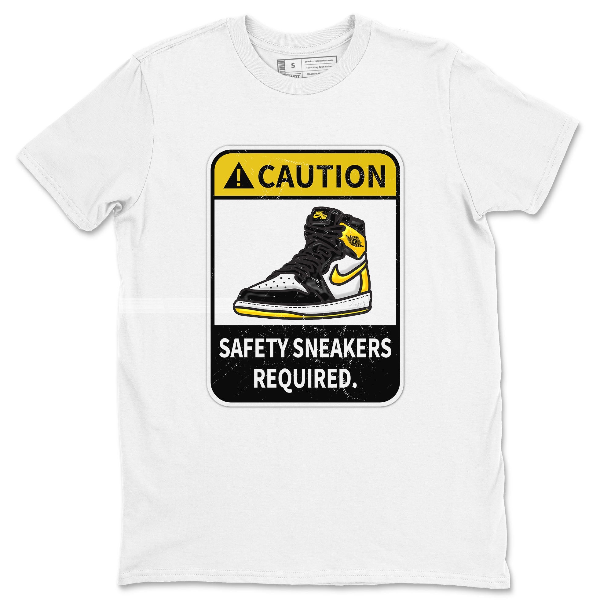 1s Yellow Ochre shirt to match jordans Caution sneaker tees Air Jordan 1 High OG Yellow Ochre Drip Gear Zone unisex cotton White 2 crew neck shirt