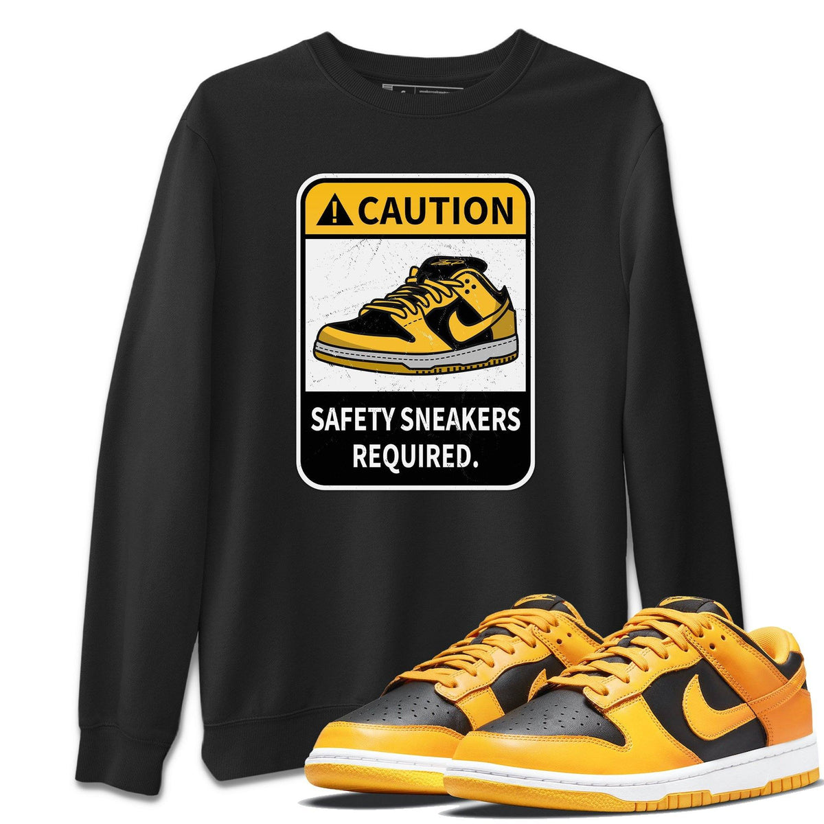 Dunk Championship Goldenrod Sneaker Match Tees Caution Sneaker Tees Dunk Championship Goldenrod Jordan to match sneaker T-Shirt Crew Neck Shirts