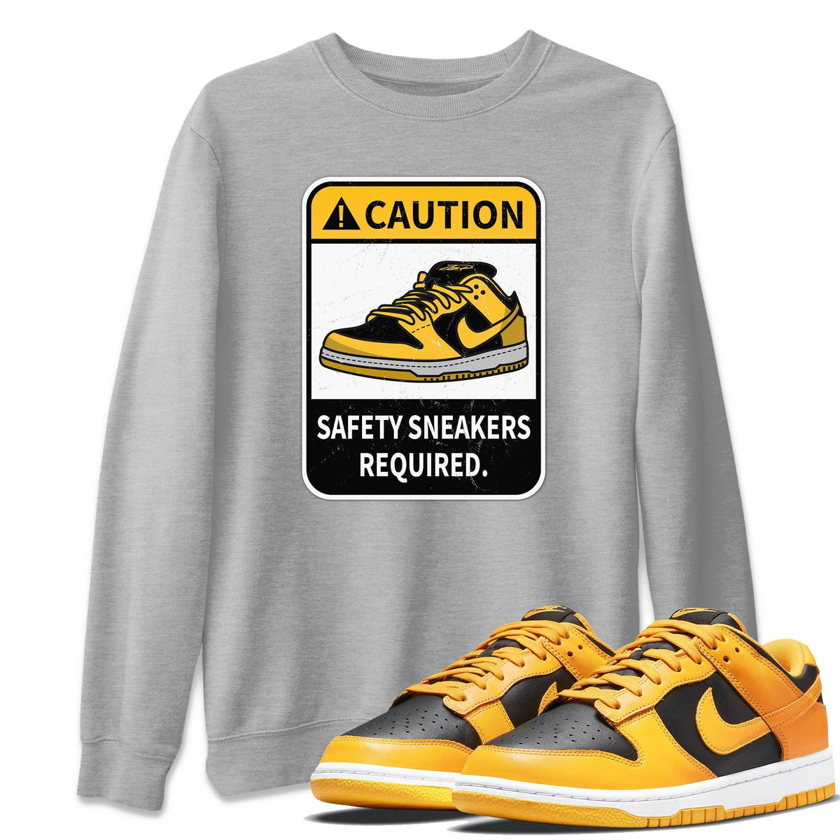 Dunk Championship Goldenrod Sneaker Match Tees Caution Sneaker Tees Dunk Championship Goldenrod Jordan to match sneaker T-Shirt Crew Neck Shirts