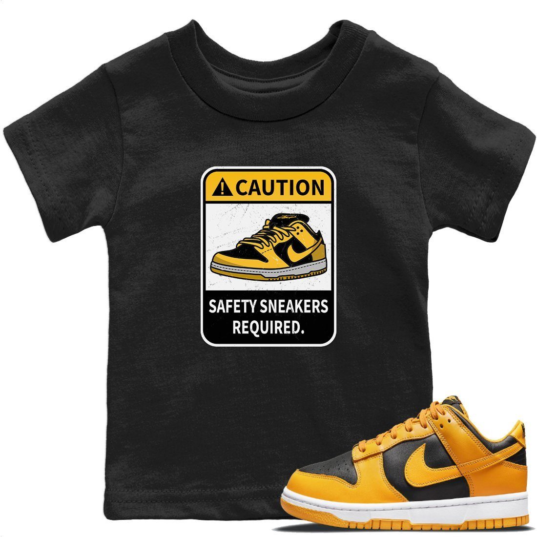 Dunk Championship Goldenrod Sneaker Match Tees Caution Sneaker Tees Dunk Championship Goldenrod Jordan to match sneaker T-Shirt Kids Shirts