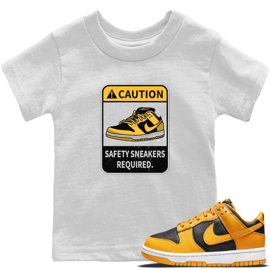 Dunk Championship Goldenrod Sneaker Match Tees Caution Sneaker Tees Dunk Championship Goldenrod Jordan to match sneaker T-Shirt Kids Shirts