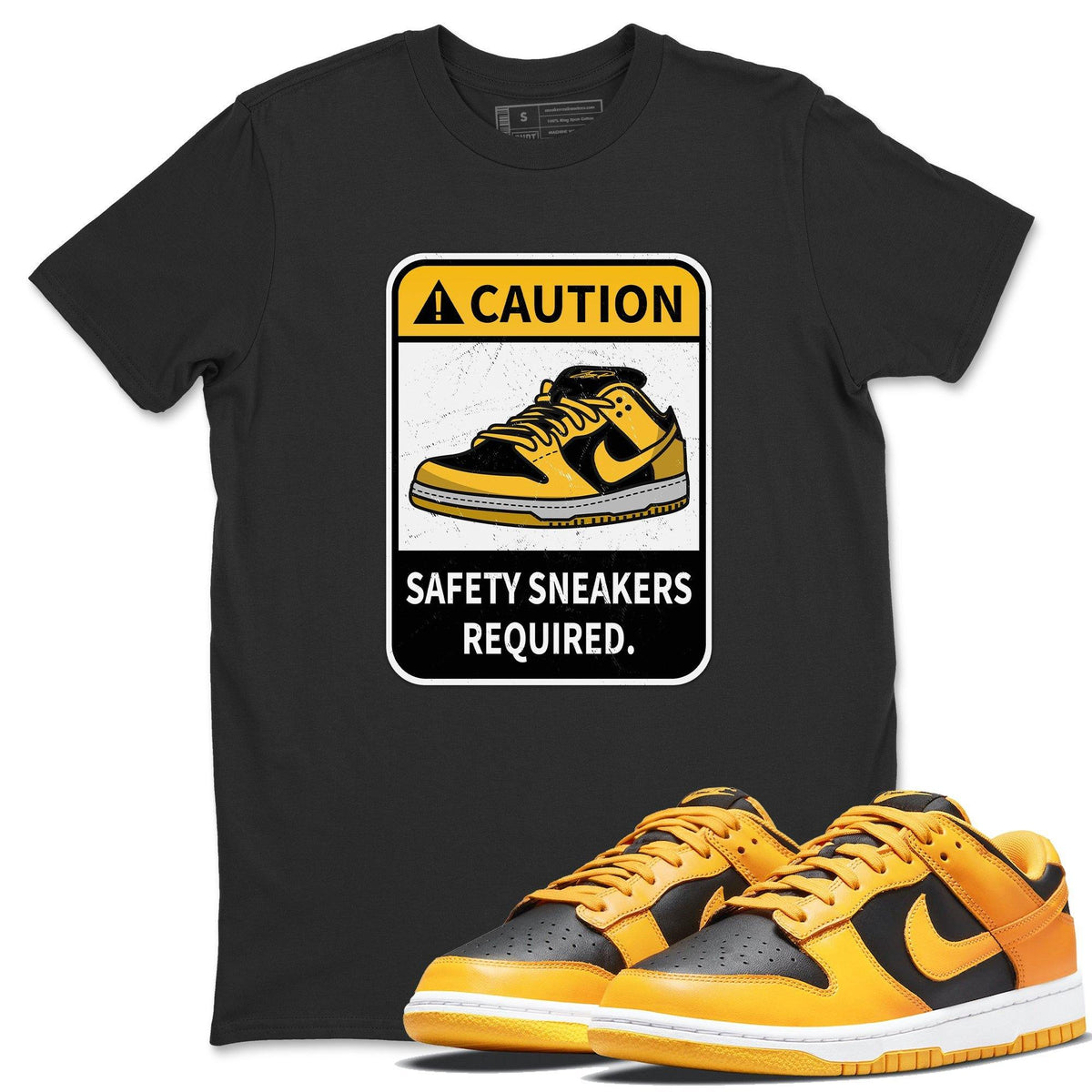 Dunk Championship Goldenrod Sneaker Match Tees Caution Sneaker Tees Dunk Championship Goldenrod Jordan to match sneaker T-Shirt Crew Neck Shirts