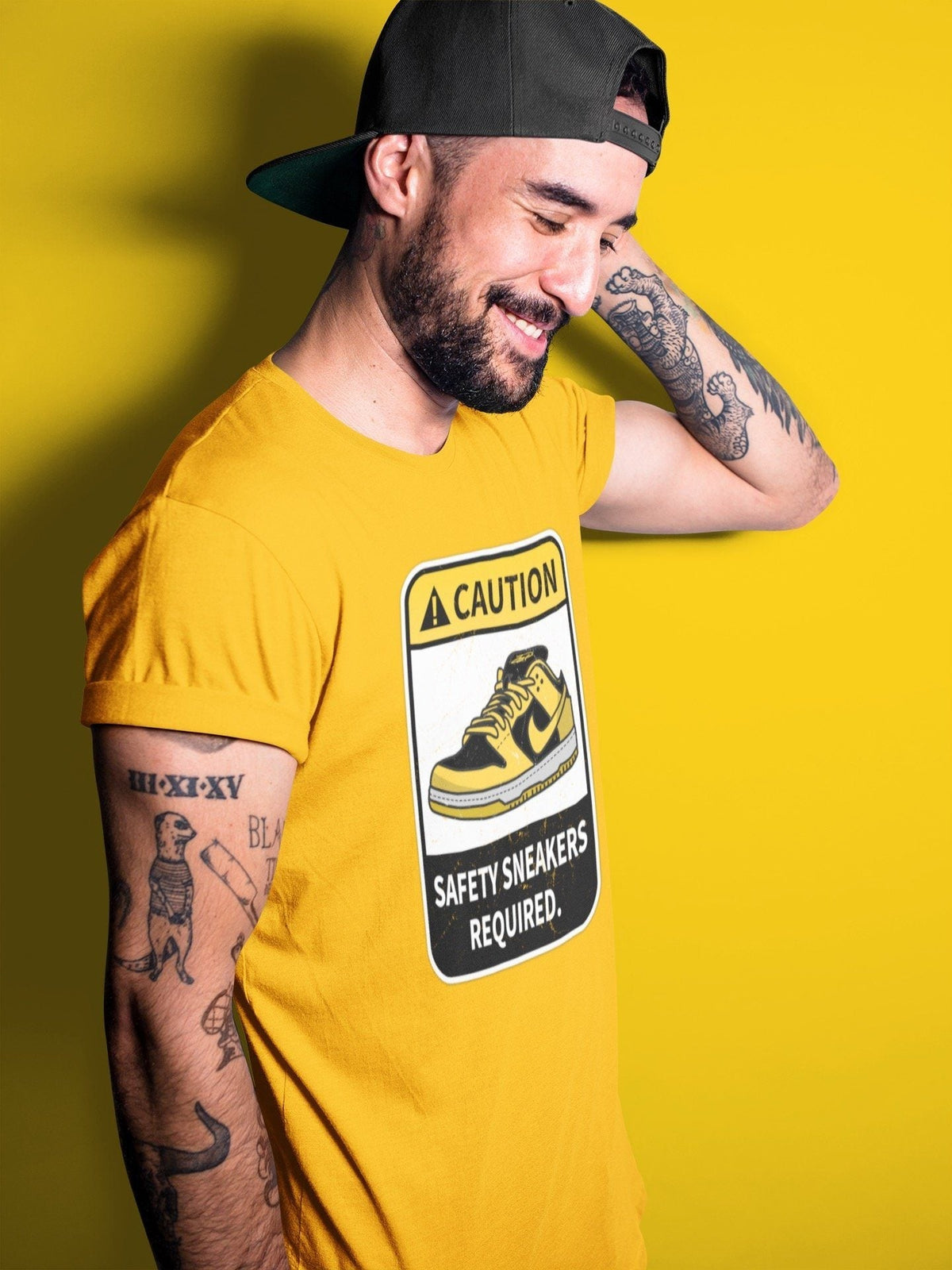 Dunk Championship Goldenrod Sneaker Match Tees Caution Sneaker Tees Dunk Championship Goldenrod Jordan to match sneaker T-Shirt Crew Neck Shirts
