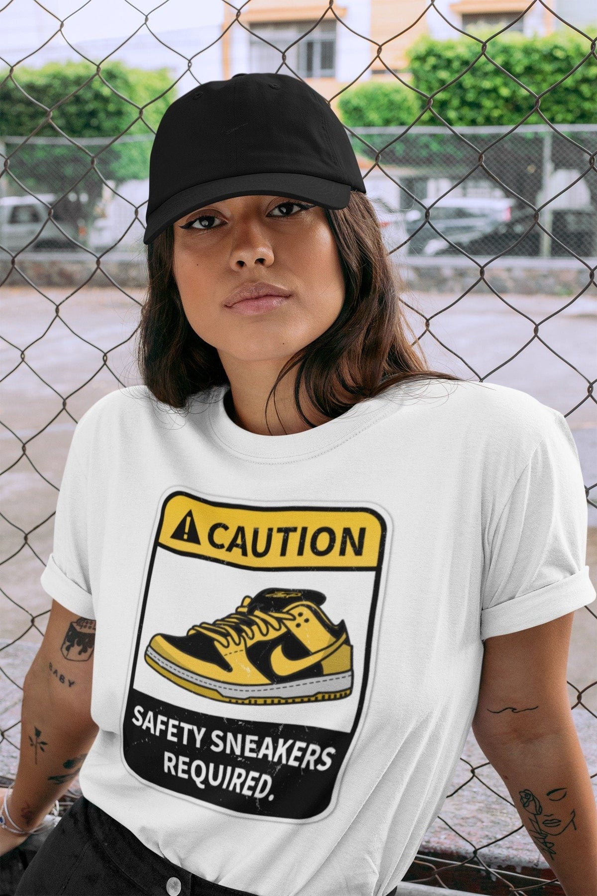 Dunk Championship Goldenrod Sneaker Match Tees Caution Sneaker Tees Dunk Championship Goldenrod Jordan to match sneaker T-Shirt Crew Neck Shirts