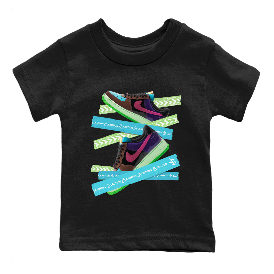 Air Force 1 Undefeated Fauna Brown Sneaker Match Tees Caution Tape Sneaker Tees Air Force 1 Undefeated Fauna Brown Jordan to match sneaker T-Shirt Kids Shirts