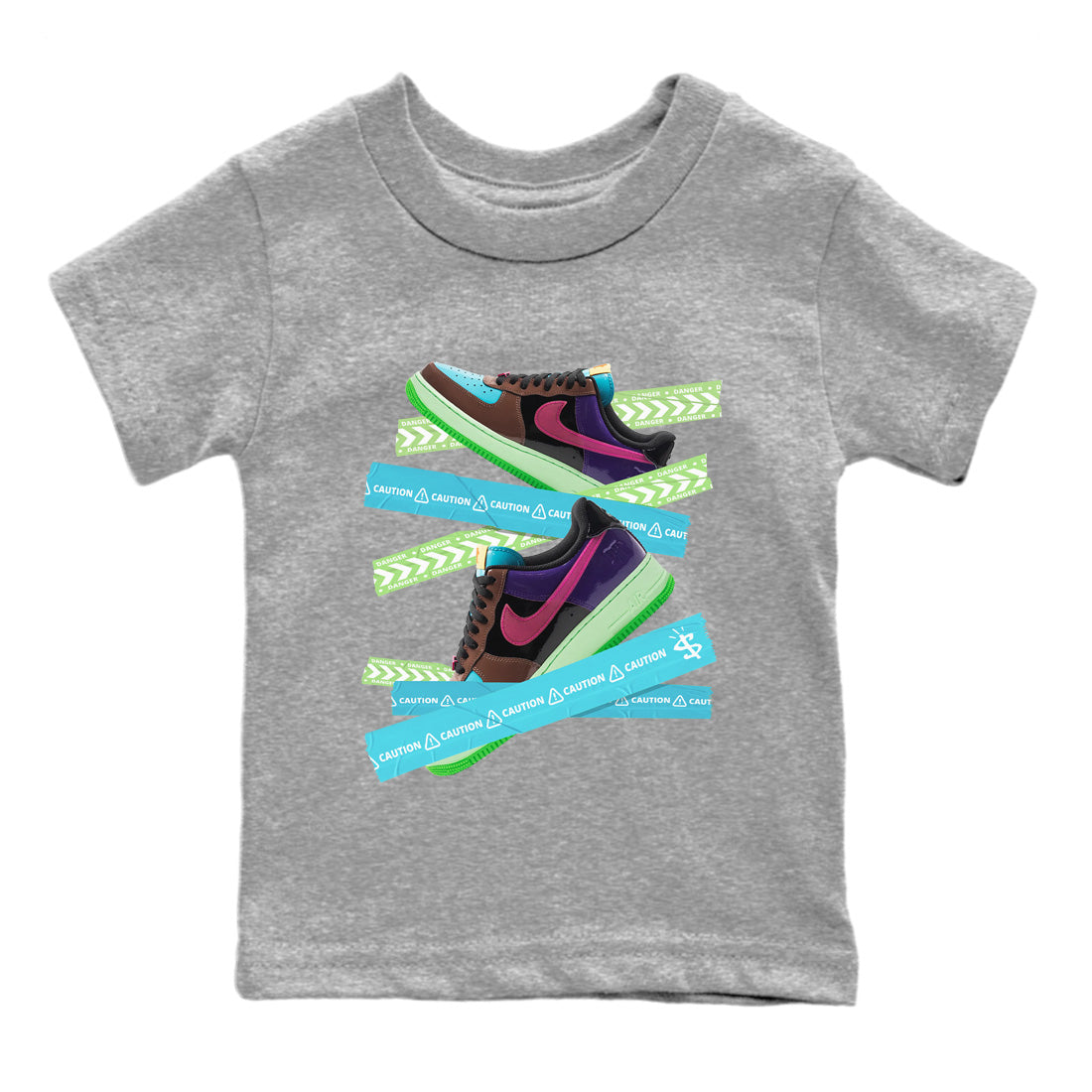 Air Force 1 Undefeated Fauna Brown Sneaker Match Tees Caution Tape Sneaker Tees Air Force 1 Undefeated Fauna Brown Jordan to match sneaker T-Shirt Kids Shirts