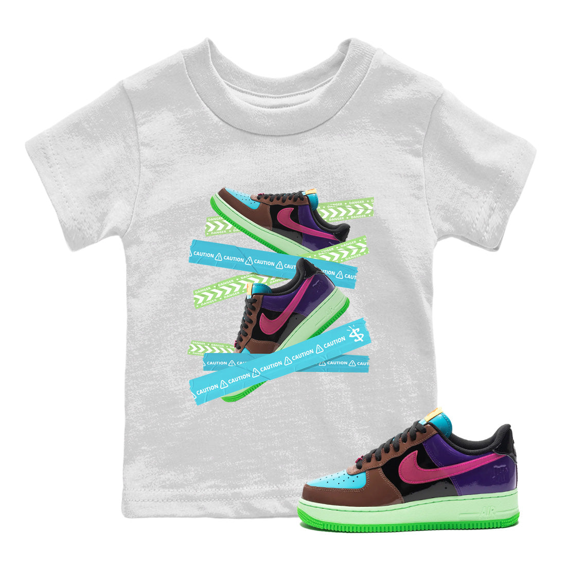 Air Force 1 Undefeated Fauna Brown Sneaker Match Tees Caution Tape Sneaker Tees Air Force 1 Undefeated Fauna Brown Jordan to match sneaker T-Shirt Kids Shirts