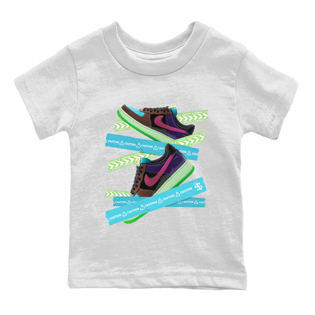 Air Force 1 Undefeated Fauna Brown Sneaker Match Tees Caution Tape Sneaker Tees Air Force 1 Undefeated Fauna Brown Jordan to match sneaker T-Shirt Kids Shirts