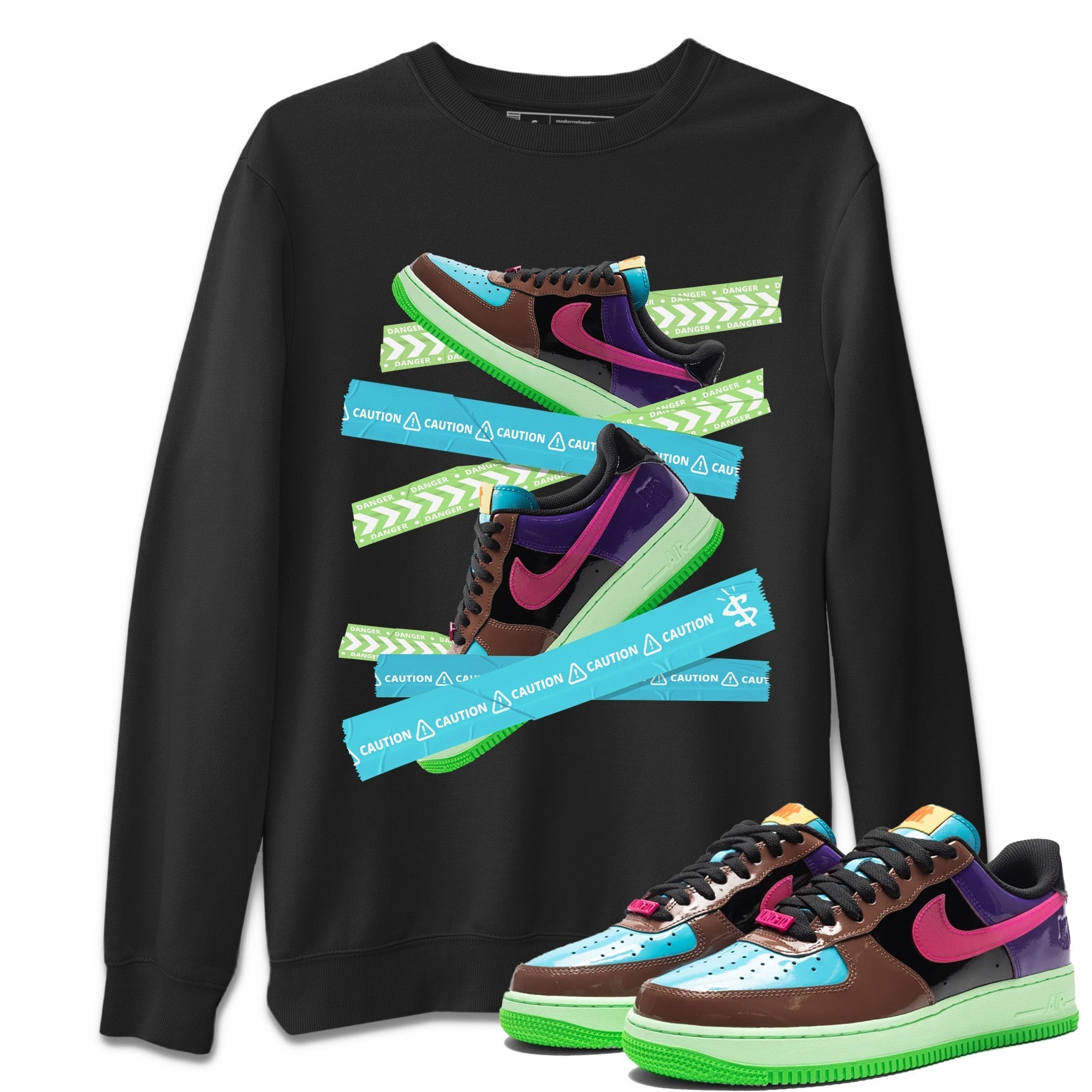 Air Force 1 Undefeated Fauna Brown Sneaker Match Tees Caution Tape Sneaker Tees Air Force 1 Undefeated Fauna Brown Jordan to match sneaker T-Shirt Crew Neck Shirts