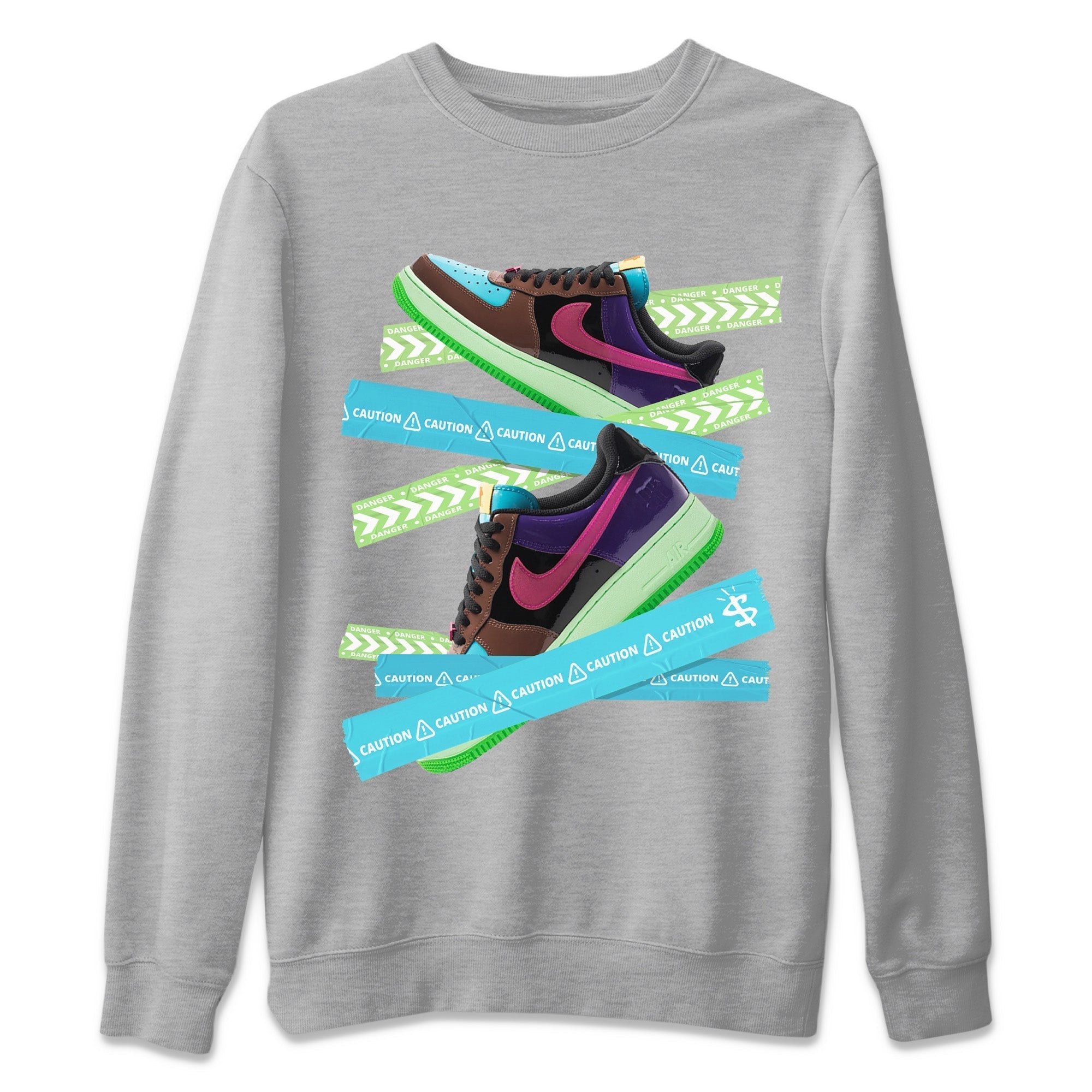 Air Force 1 Undefeated Fauna Brown Sneaker Match Tees Caution Tape Sneaker Tees Air Force 1 Undefeated Fauna Brown Jordan to match sneaker T-Shirt Crew Neck Shirts