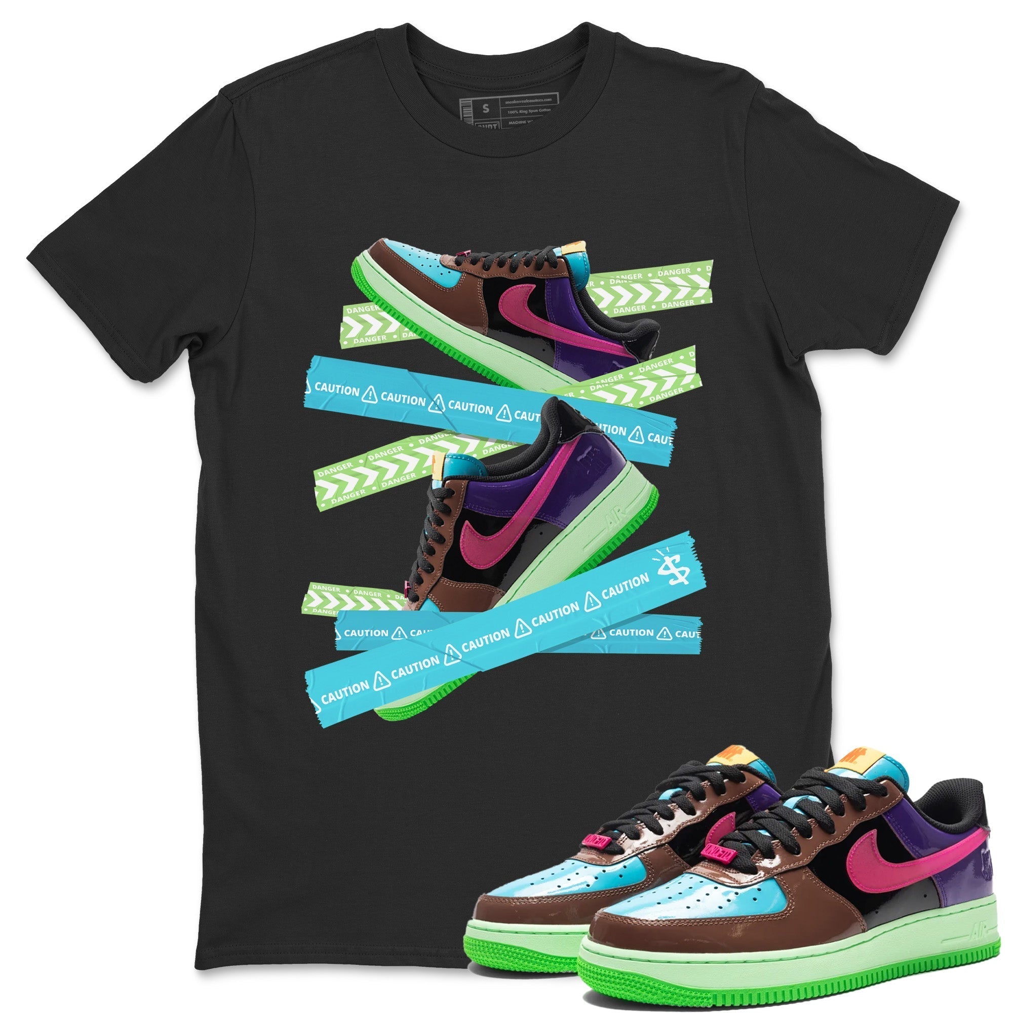 Air Force 1 Undefeated Fauna Brown Sneaker Match Tees Caution Tape Sneaker Tees Air Force 1 Undefeated Fauna Brown Jordan to match sneaker T-Shirt Crew Neck Shirts