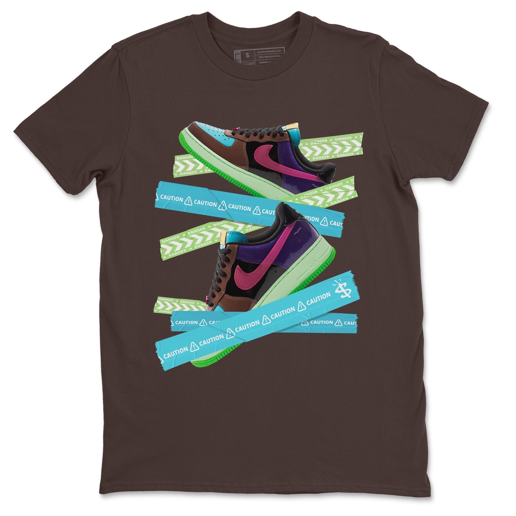 Air Force 1 Undefeated Fauna Brown Sneaker Match Tees Caution Tape Sneaker Tees Air Force 1 Undefeated Fauna Brown Jordan to match sneaker T-Shirt Crew Neck Shirts