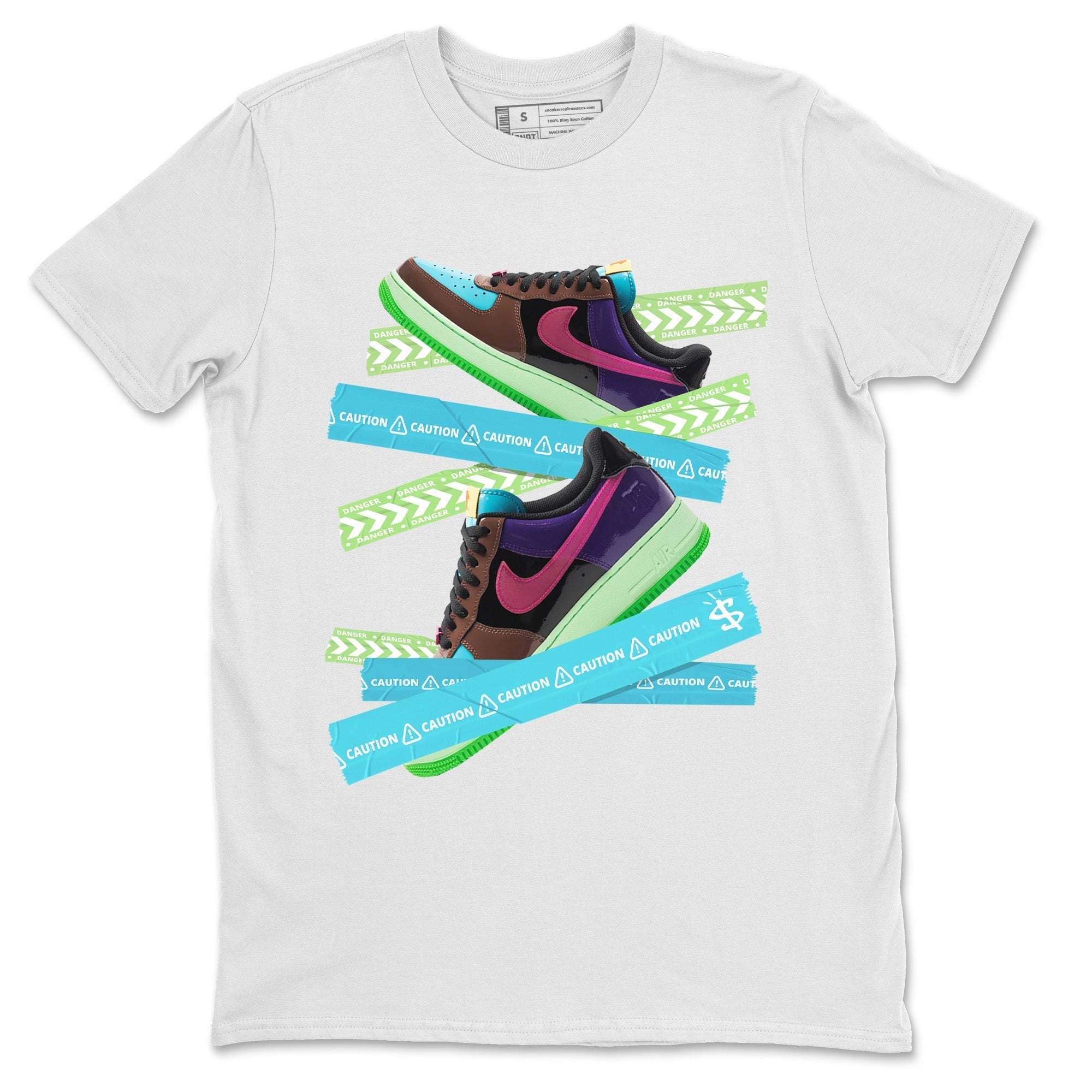 Air Force 1 Undefeated Fauna Brown Sneaker Match Tees Caution Tape Sneaker Tees Air Force 1 Undefeated Fauna Brown Jordan to match sneaker T-Shirt Crew Neck Shirts