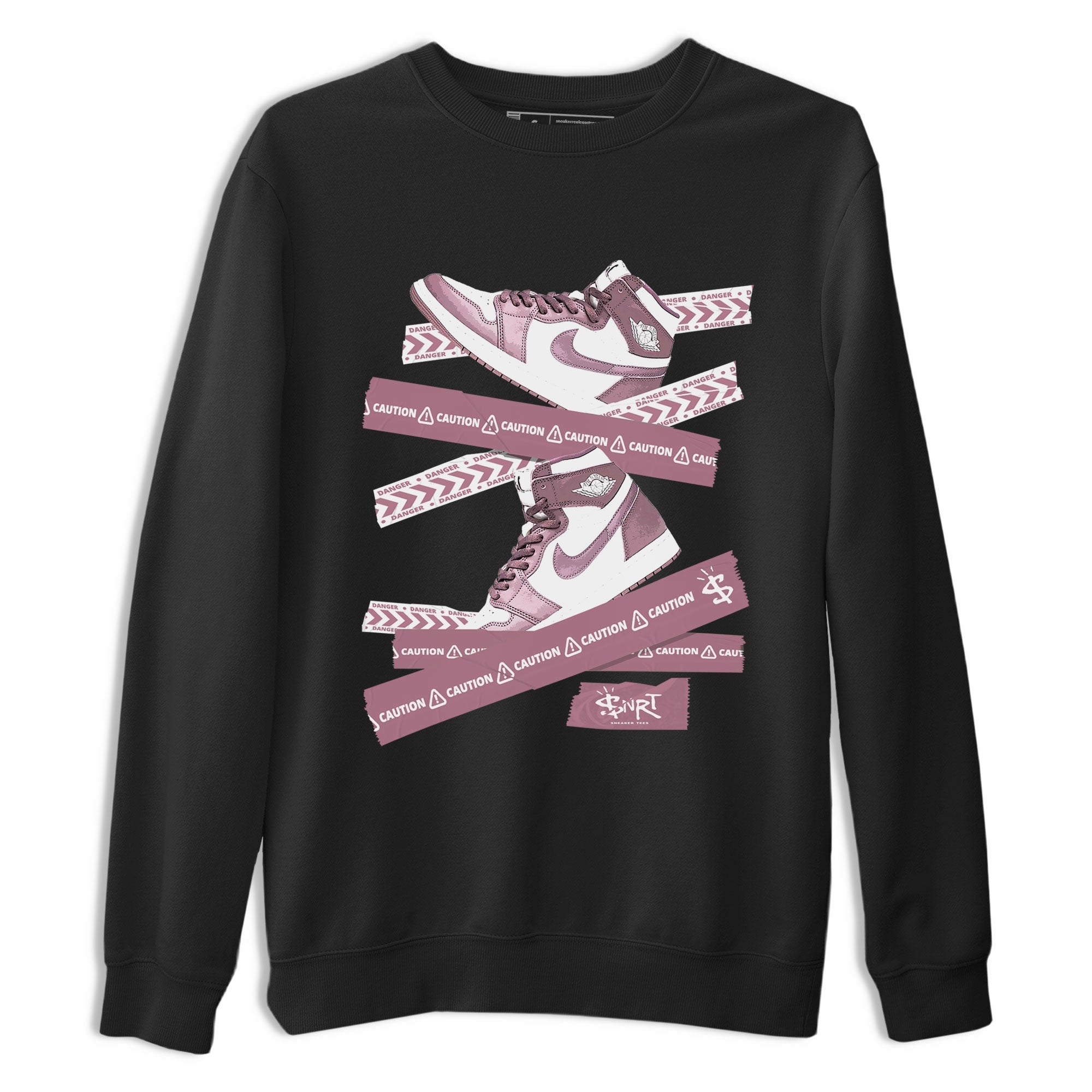 Air Jordan 1 Mauve shirt to match jordans Caution Tape sneaker matching Sneaker Matching Tee Jordan 1 High OG Mauve Drip Gear Zone Unisex Black 2 Sneaker Matching Tee
