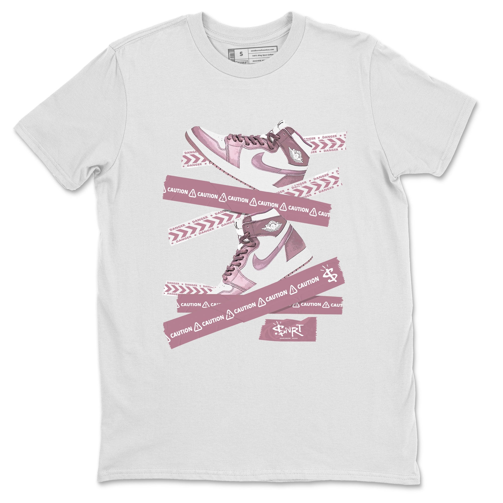 Air Jordan 1 Mauve shirt to match jordans Caution Tape sneaker matching Sneaker Matching Tee Jordan 1 High OG Mauve Drip Gear Zone Unisex White 2 Sneaker Matching Tee