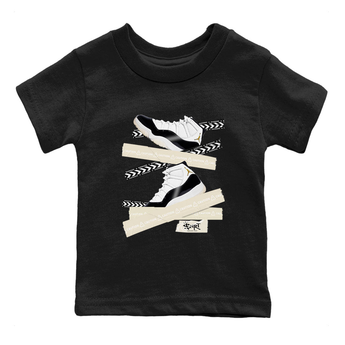Air Jordan 11 Gratitude shirt to match jordans Caution Tape sneaker tees AJ11 Gratitude Drip Gear Zone Casual Crew Neck T-Shirt Baby Toddler Black 2 T-Shirt