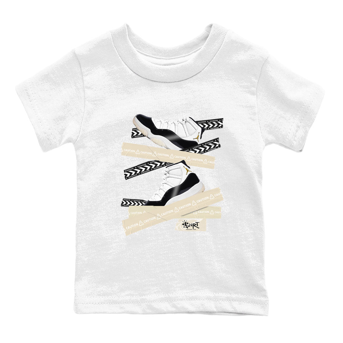Air Jordan 11 Gratitude shirt to match jordans Caution Tape sneaker tees AJ11 Gratitude Drip Gear Zone Casual Crew Neck T-Shirt Baby Toddler White 2 T-Shirt