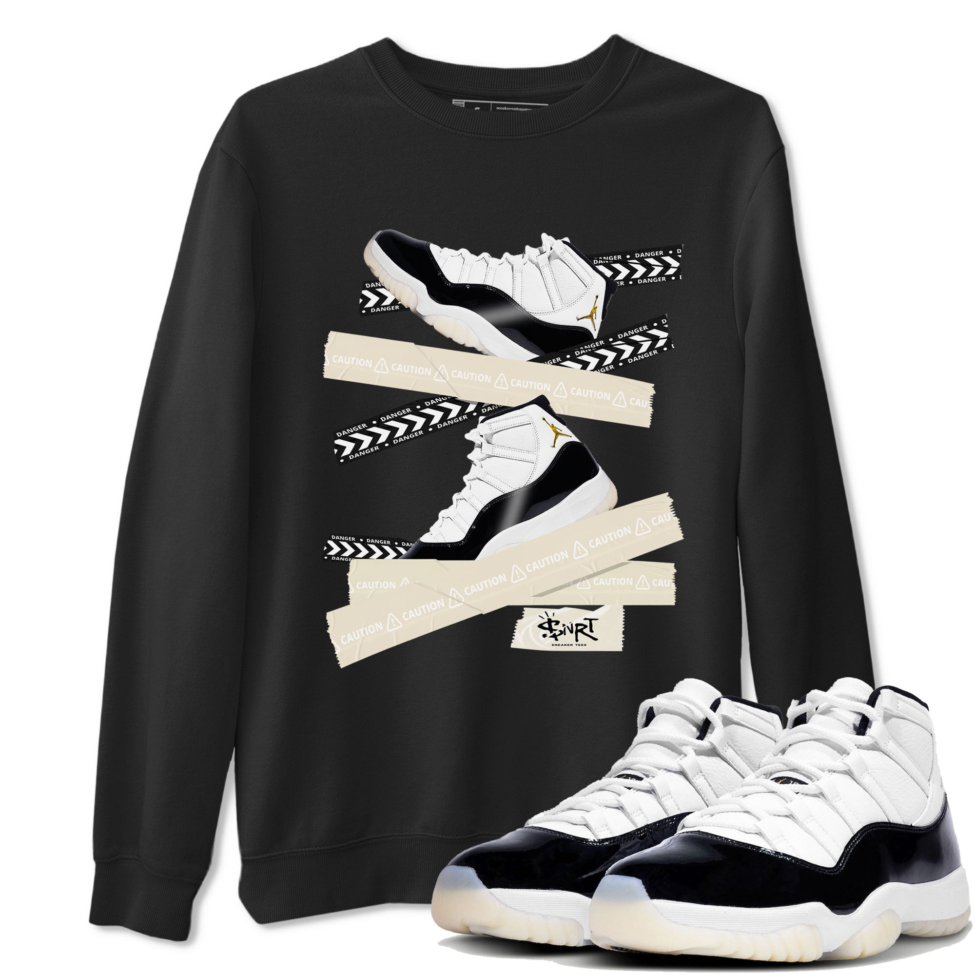 Air Jordan 11 Gratitude shirt to match jordans Caution Tape sneaker tees AJ11 Gratitude Drip Gear Zone Casual Crew Neck T-Shirt Unisex Black 1 T-Shirt
